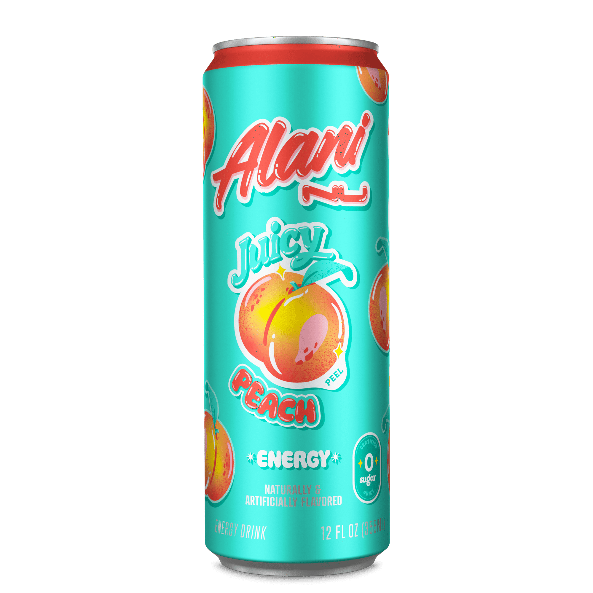 Alani Nu Sugar-Free Energy Drink, Juicy Peach, 12 fl oz-Pack Of 4