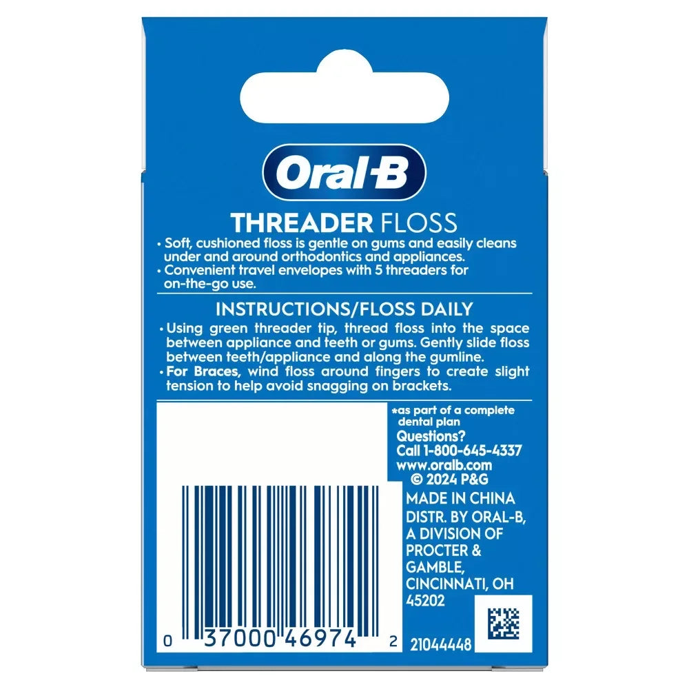 Oral-B Glide Pro-Health Dental Floss Threaders For Braces, 30 Count Packaging May Vary