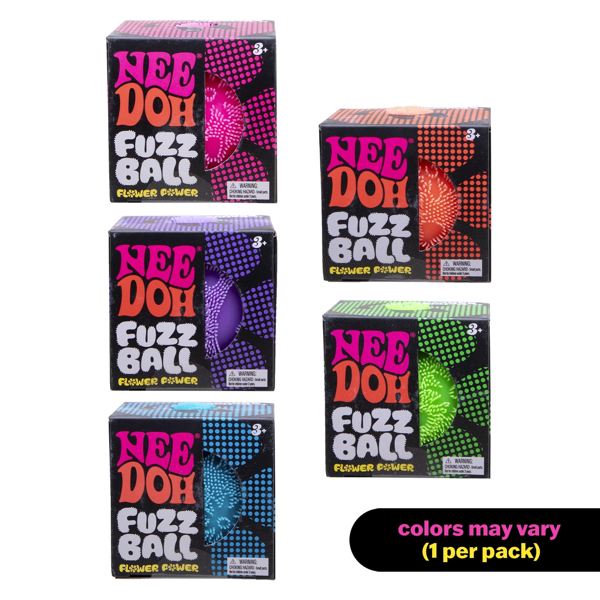 Nee Doh Fuzz Ball Flower Power Novelty Fidget Toy, (1 Piece, Color May Vary), Children Ages 3+