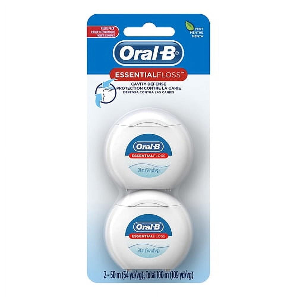 Oral-B Essential Dental Floss Mint Cavity Defense, Twin Pack, 50 M X 2 Ea , 3 Pack