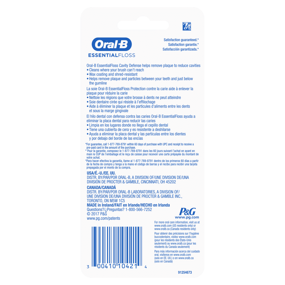 Oral-B Essential Dental Floss Mint Cavity Defense, Twin Pack, 50 M X 2 Ea , 3 Pack