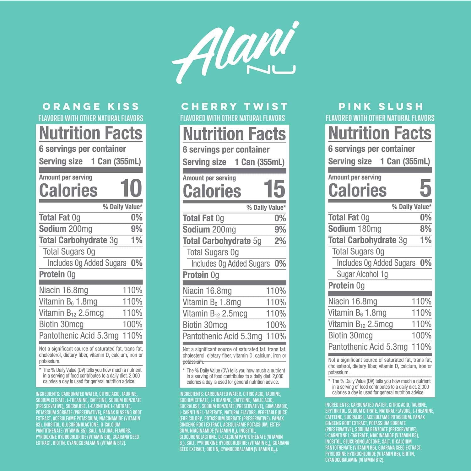 Alani Nu Energy Drink 12 oz (3‑Pack) – Cherry Twist, Pink Slush &amp; Orange Kiss