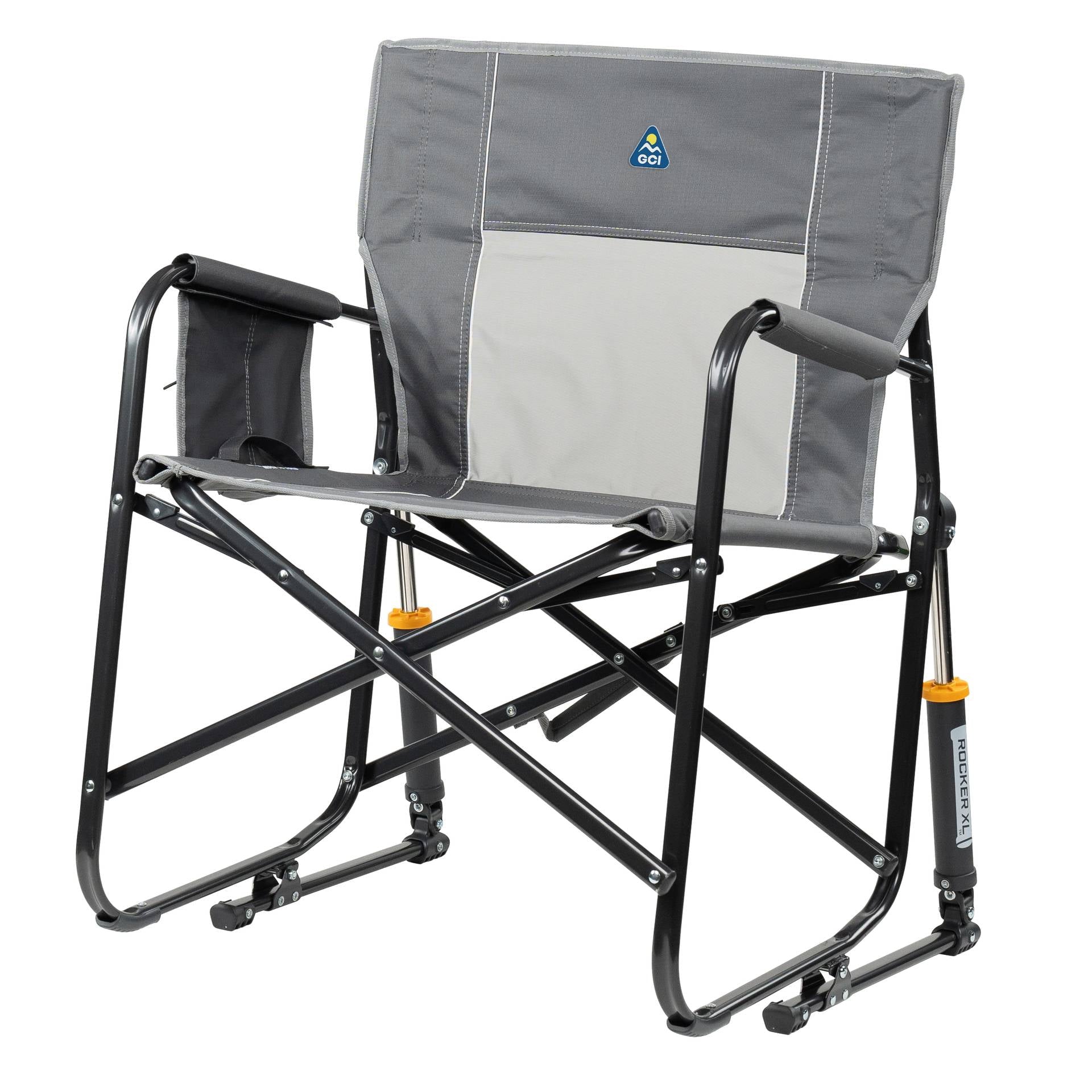 (2 pack) GCI Outdoor Freestyle Rocker XL Oversized Foldable Rocking Camp Chair, Pewter