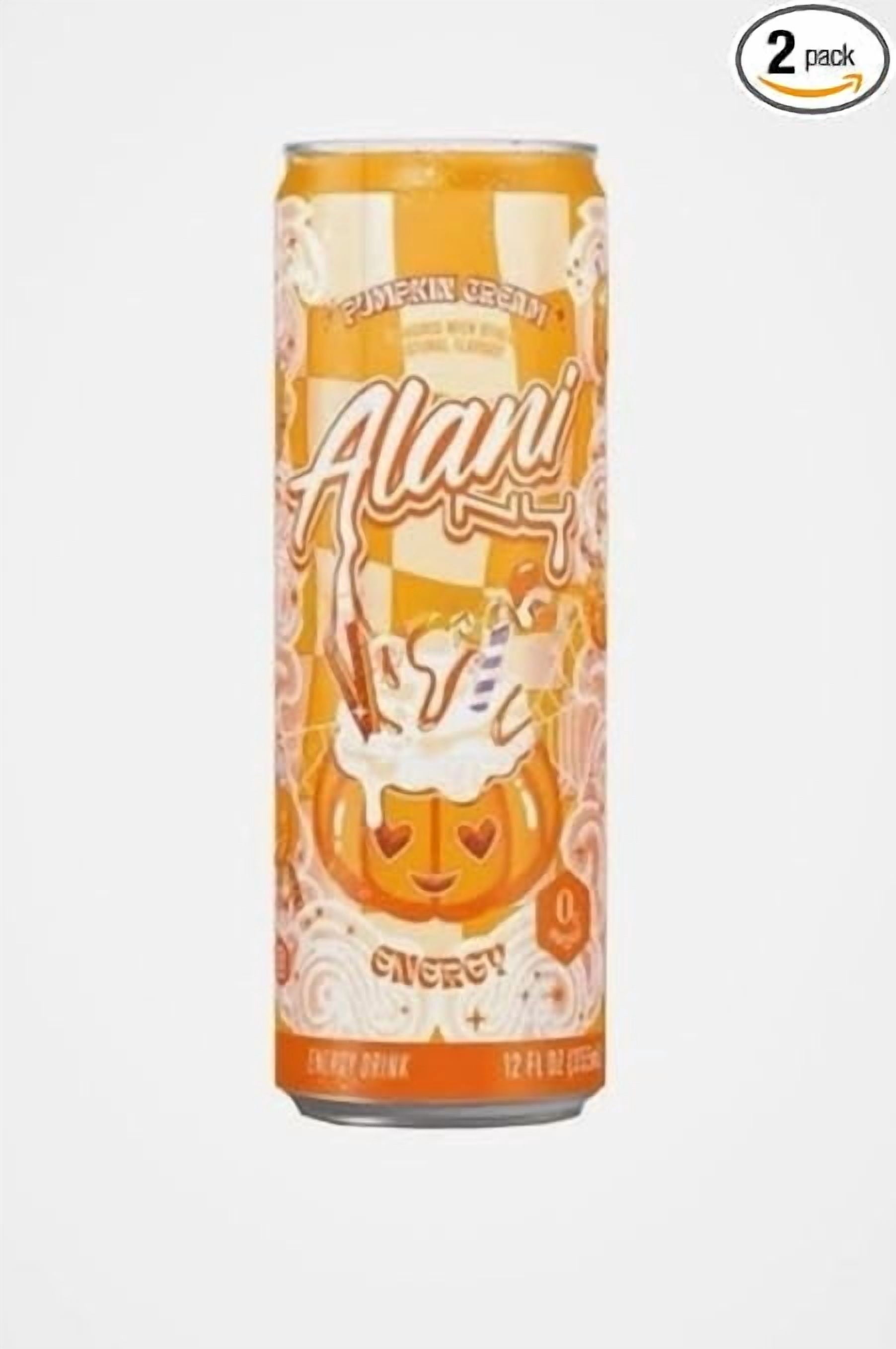 Alani Energy Drink Pumpkin Cream, Sugar Free, Low Calorie Energy Drinks, 12 Fl Oz Cans, 2 Cans!
