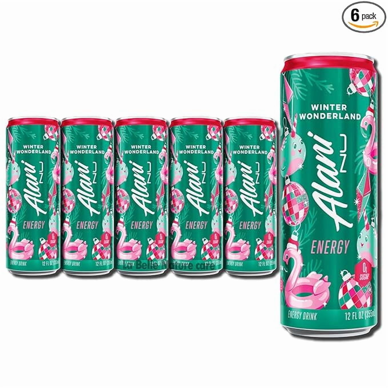 Alani Energy Drink Winter Wonderland Sugar Free, Low Calorie, 12 Fl oz 6ct