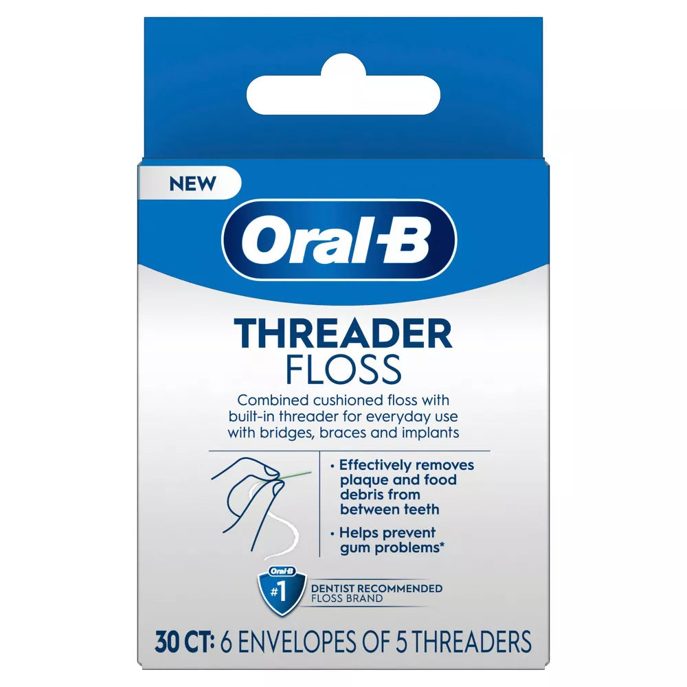 Glide Oral-B ProHeath Stiff Threader Tip Floss Resistant, 30ct, - 4 Pack