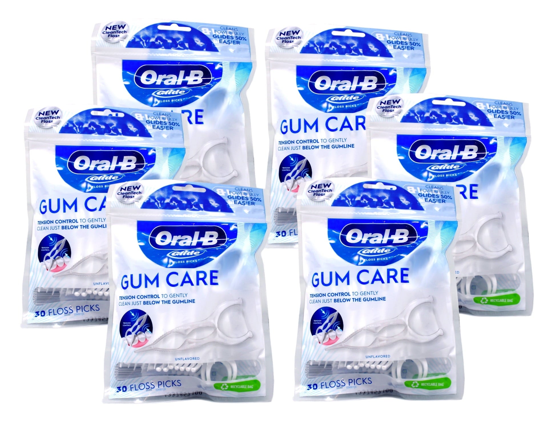 Oral-B Glide Pro-Health Advanced Dental Floss Picks, 30 Count, - 6 Pack