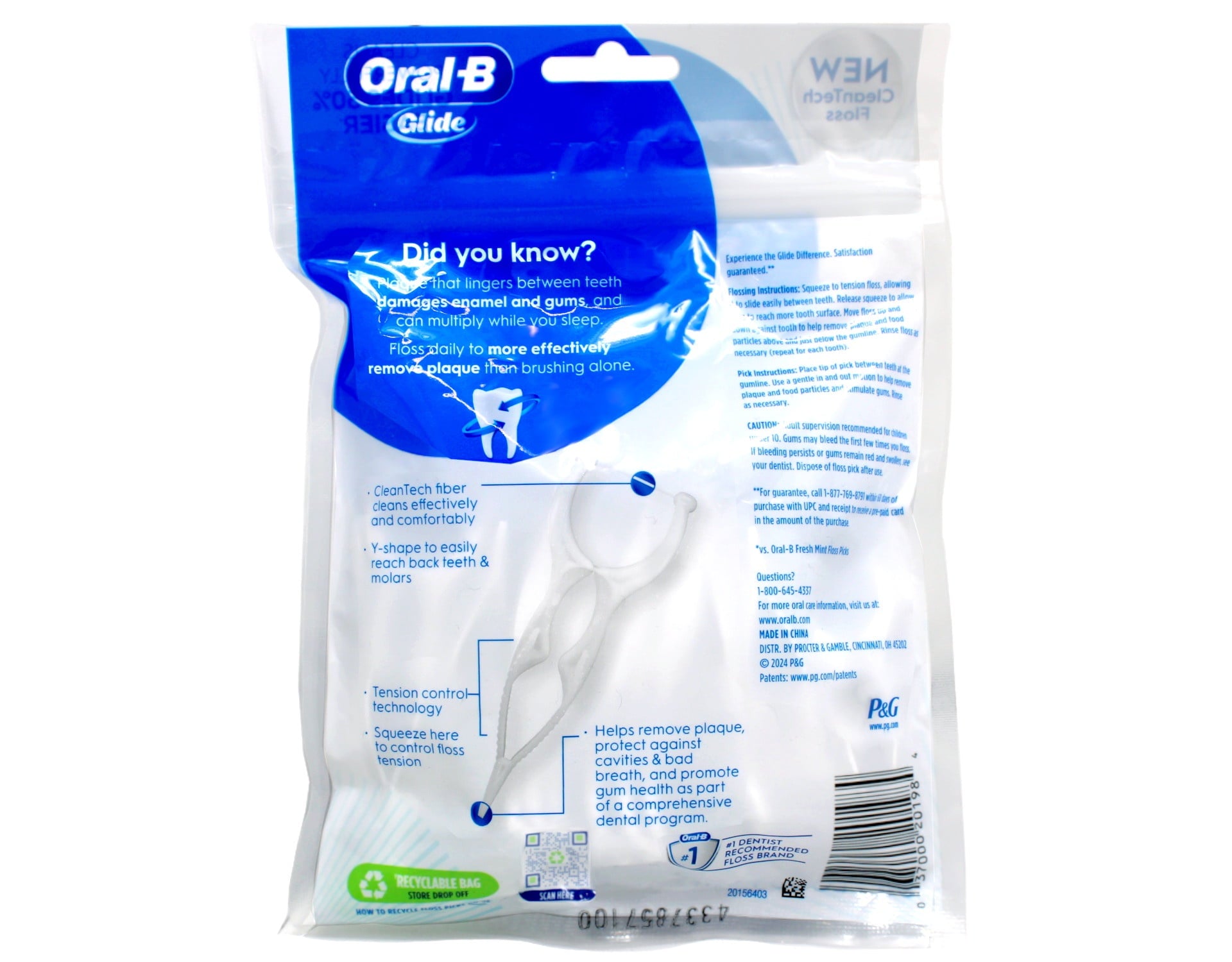 Oral-B Glide Pro-Health Advanced Dental Floss Picks, 30 Count, - 6 Pack