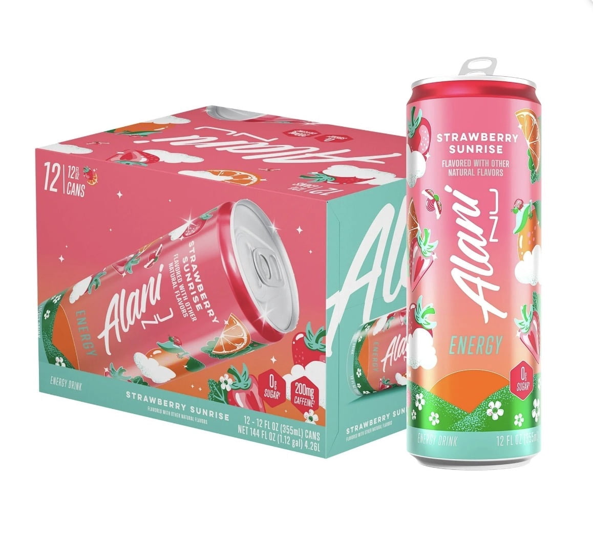 (2) Alani Nu Energy Drink Strawberry Sunrise 200mg Caffeine 12 Pack 12 Fl Oz