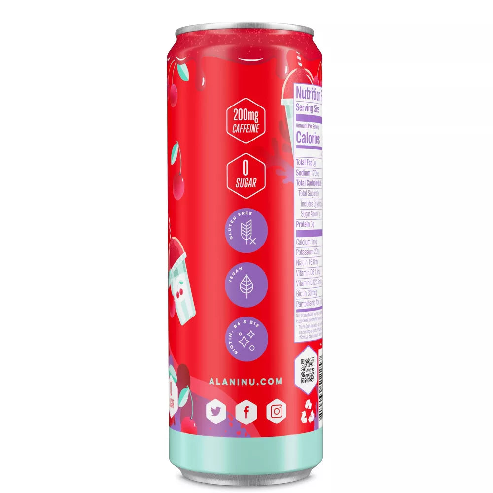 Alani Nu Cherry Slush Energy Drink, 12 fl oz Cans, Pack of 6