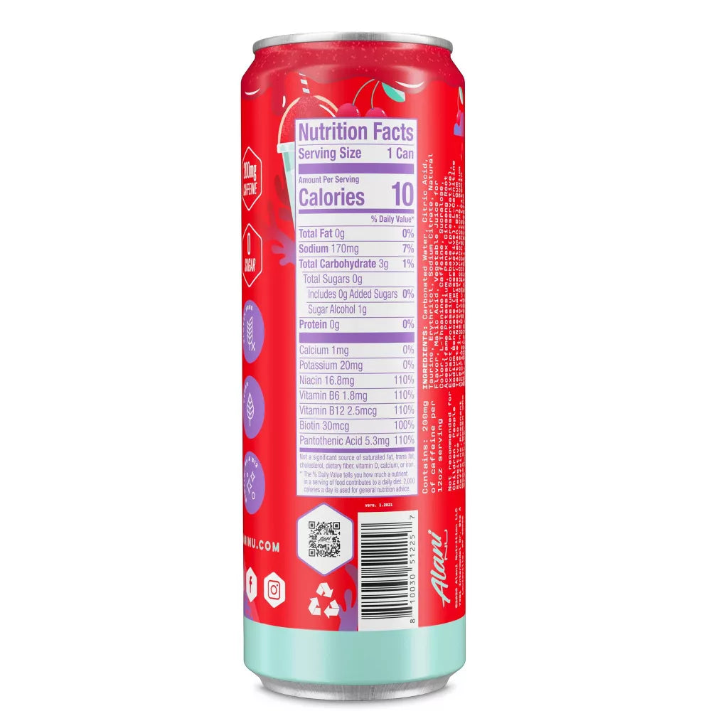 Alani Nu Cherry Slush Energy Drink, 12 fl oz Cans, Pack of 6