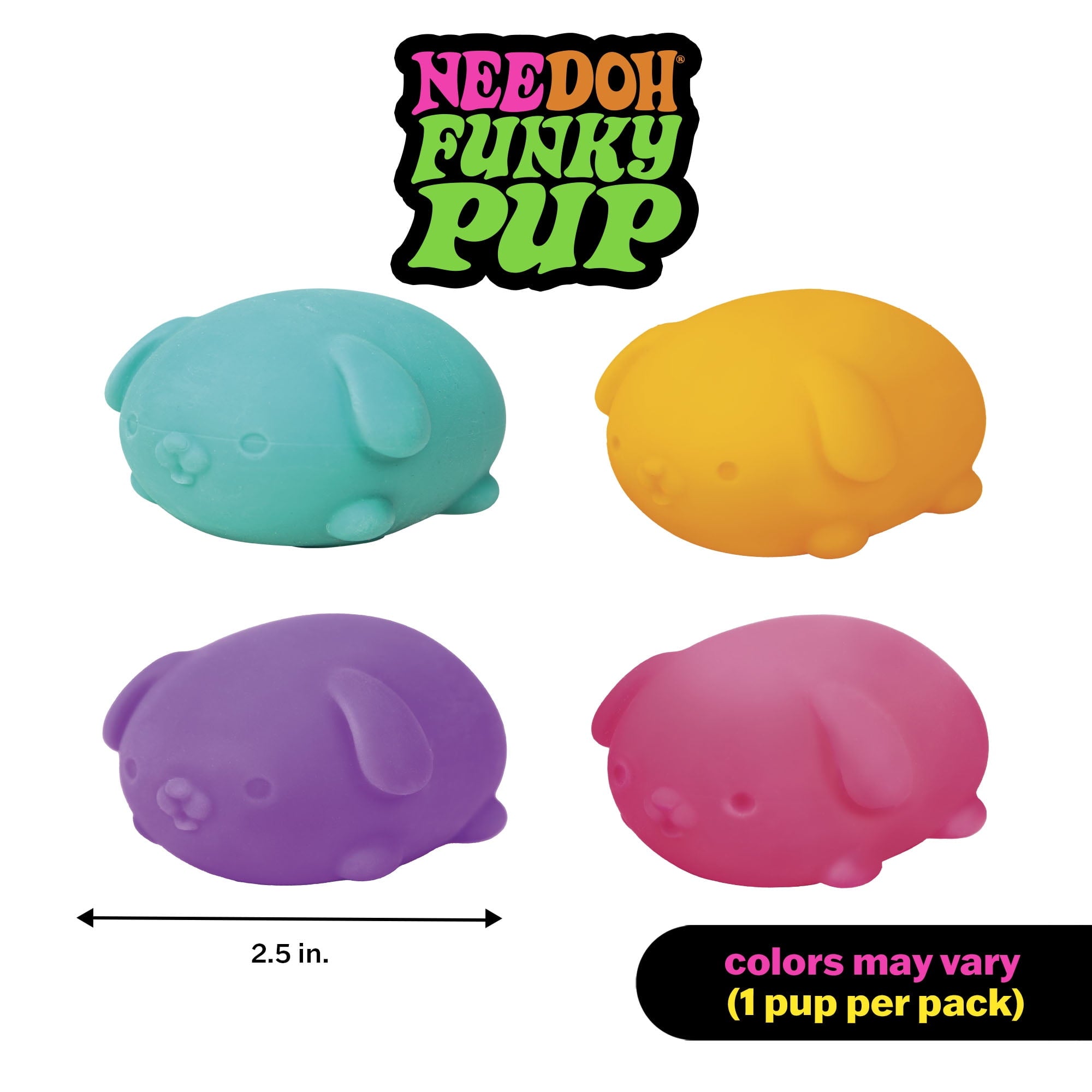 NeeDoh Funky Pup Novelty Fidget Toy, (1 Piece, Color May Vary), Children Ages 3+
