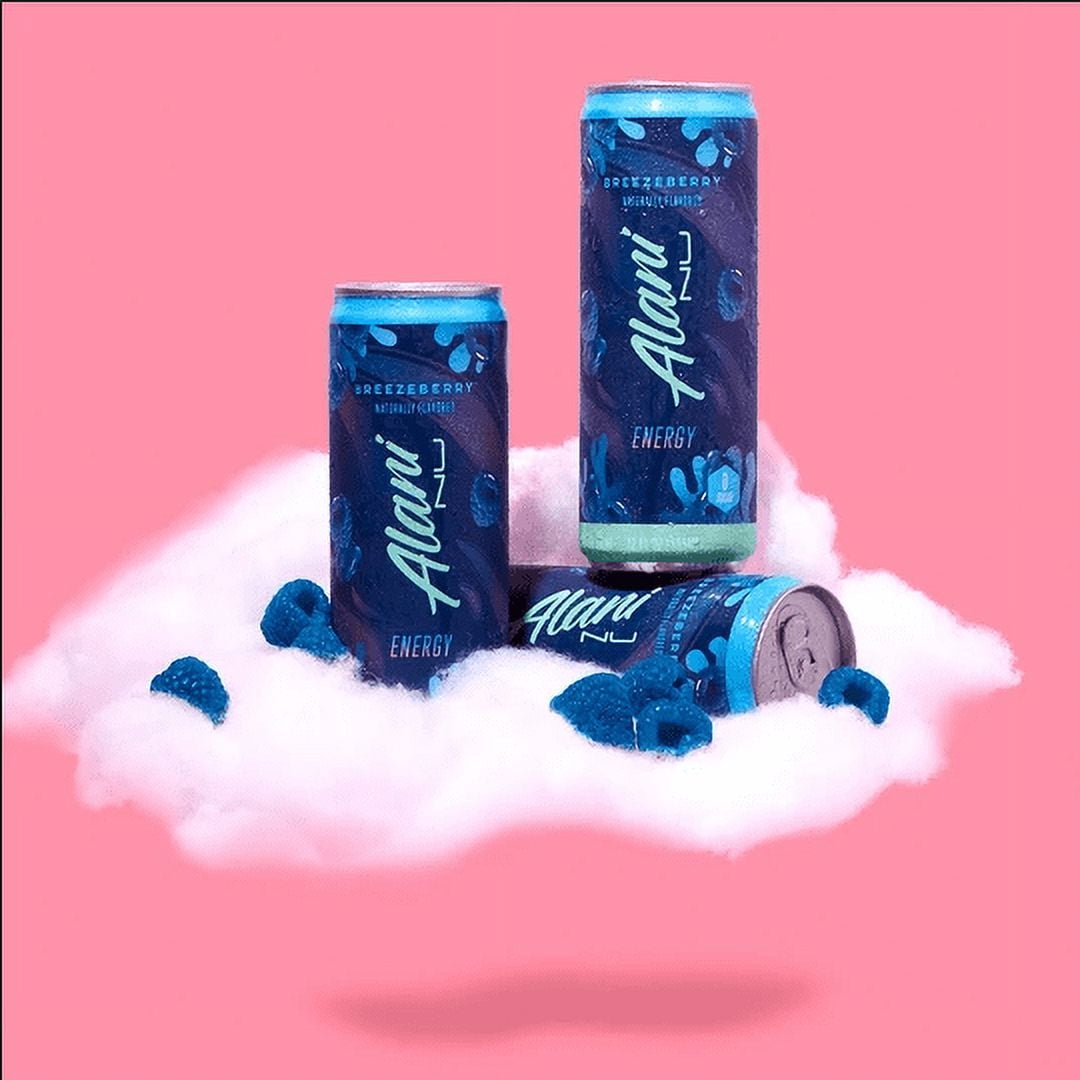 Alani Nu Energy Drink - Breezeberry - 12oz Cans (Single Cans)-Pack Of 2