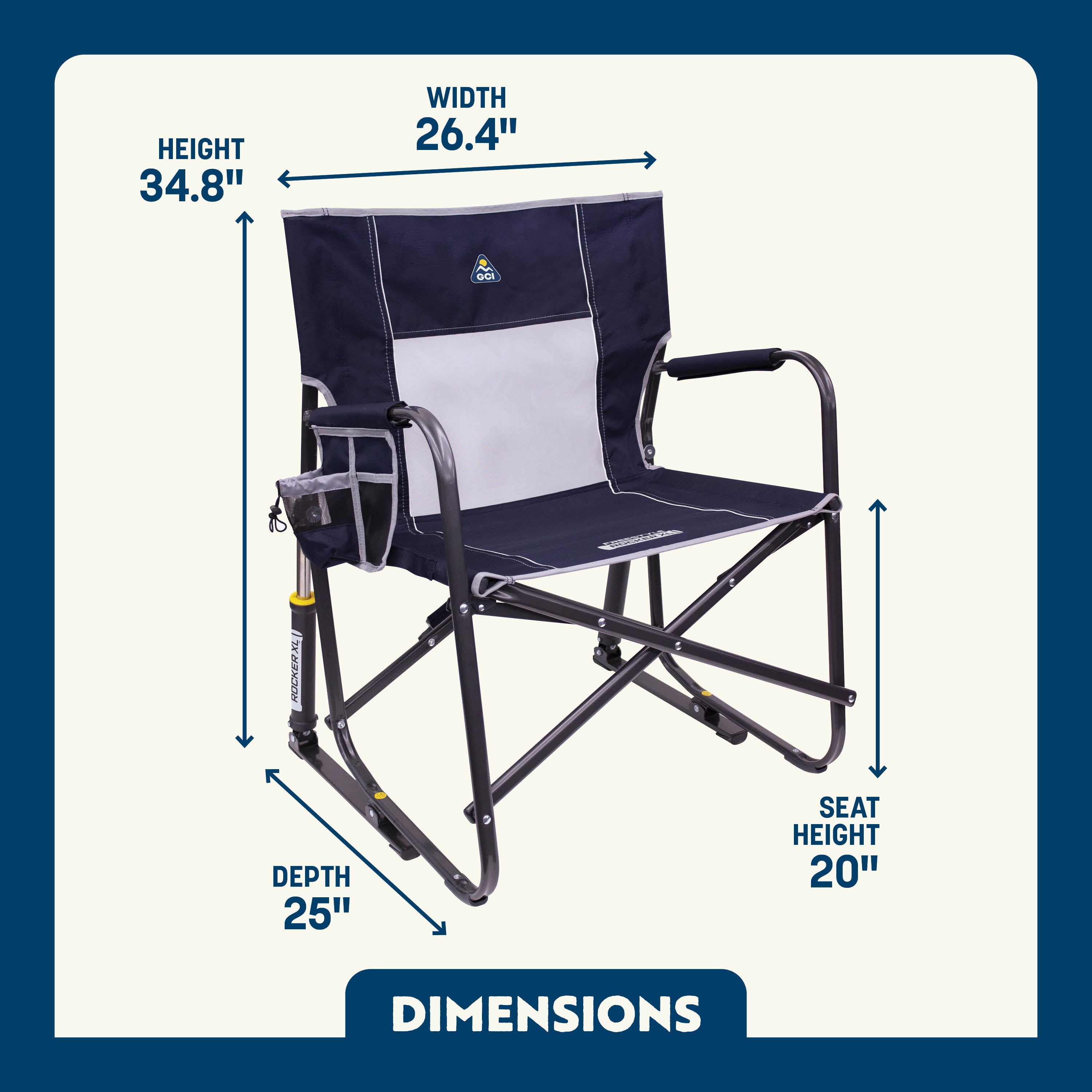 (2 pack) GCI Outdoor Freestyle Rocker XL Oversized Foldable Rocking Camp Chair, Indigo