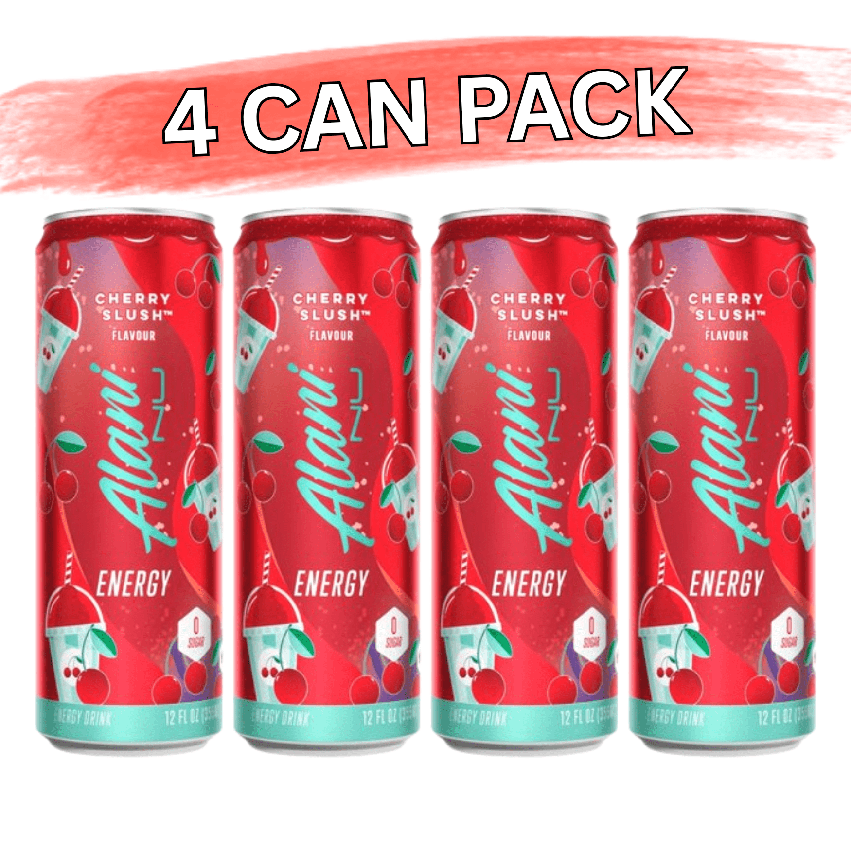 Alani Nu Sugar Free Energy Drink, Cherry Slush, 12 fl oz, Can, (Packs of 4) Repackaged By *PickNGo Market*