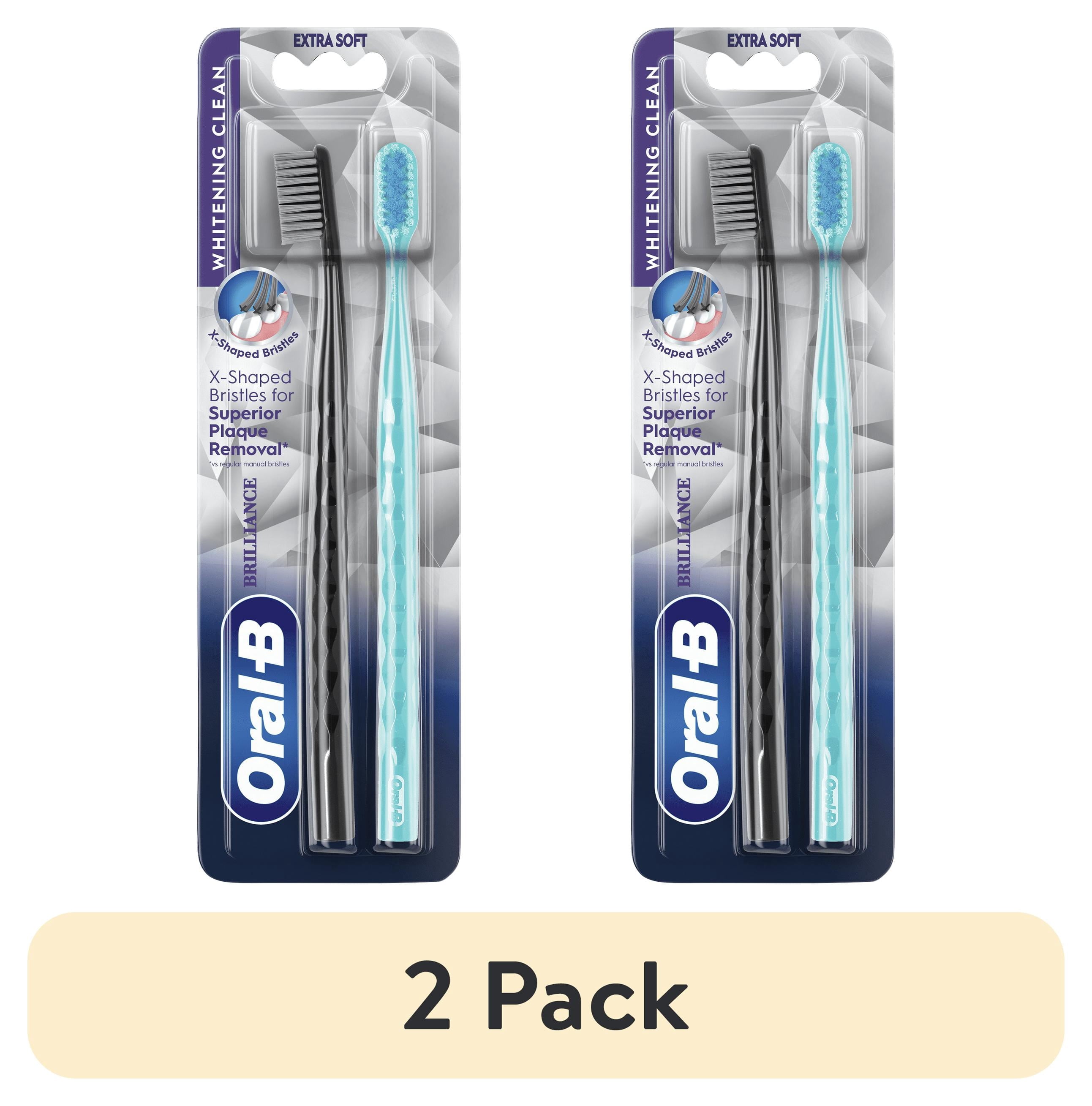(2 pack) Oral-B Toothbrush Pro Whitening Brilliance, Extra Soft, Black and Teal, 2 Count