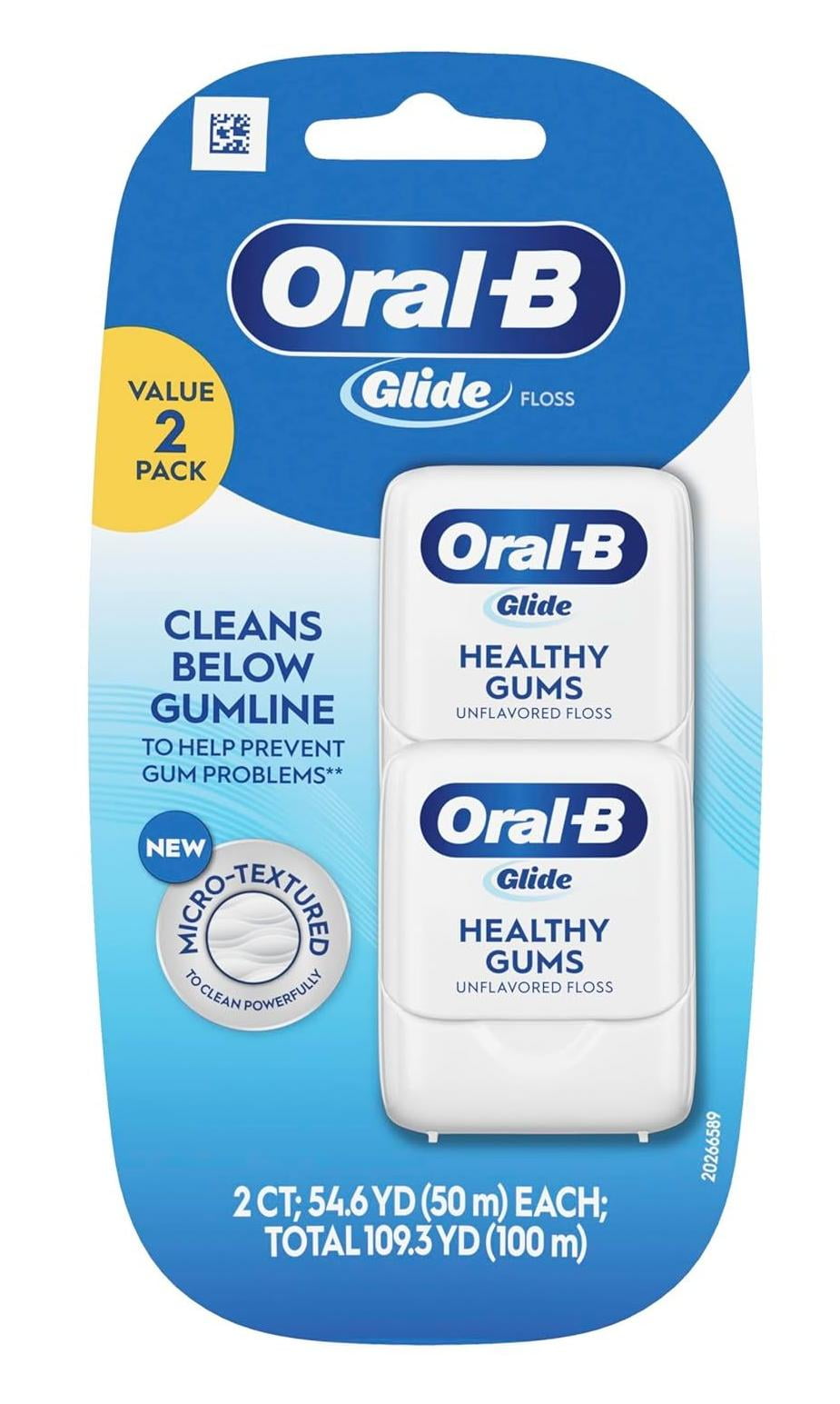 Oral-B Glide Floss Healthy Gums Unflavored 109.3 Yards Value 2-Pack (Pack of 3)