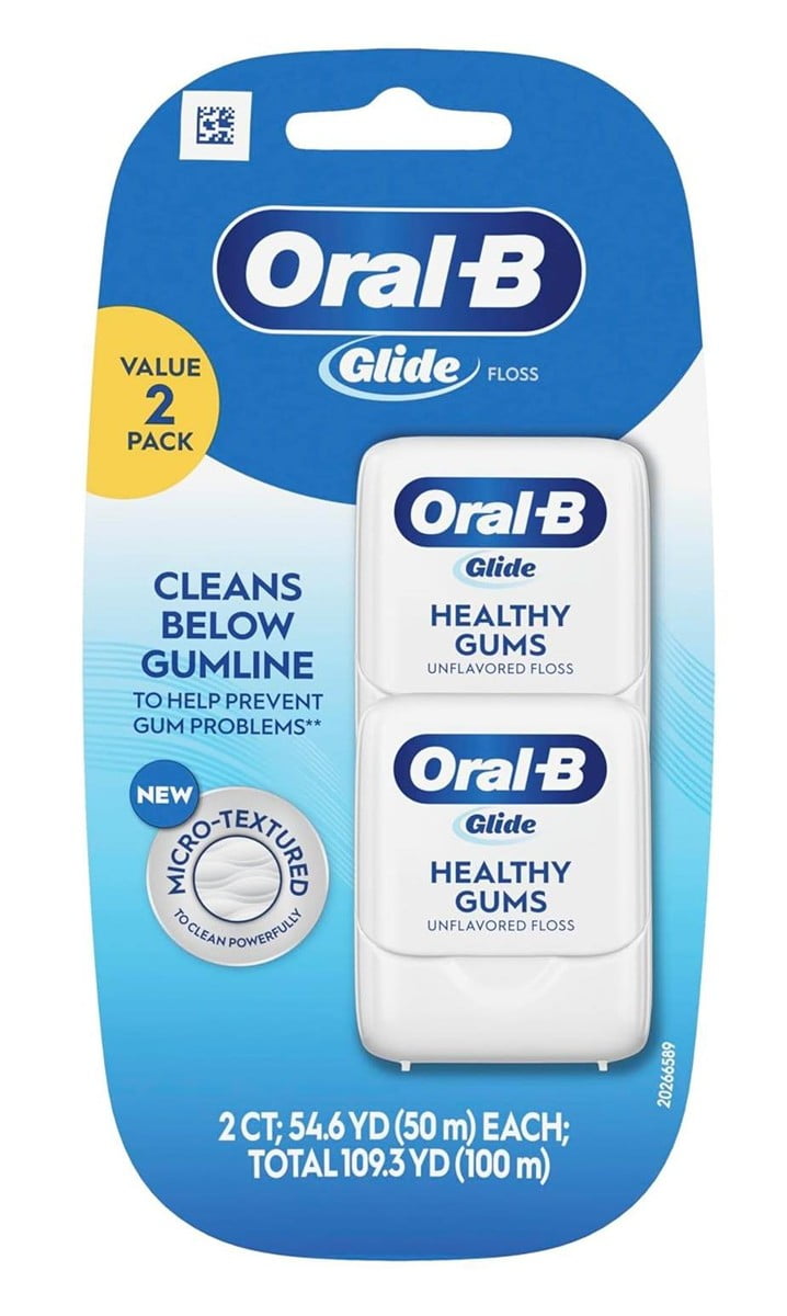 Oral-B Glide Floss Healthy Gums Unflavored 109.3 Yards Value 2-Pack (Pack of 3)