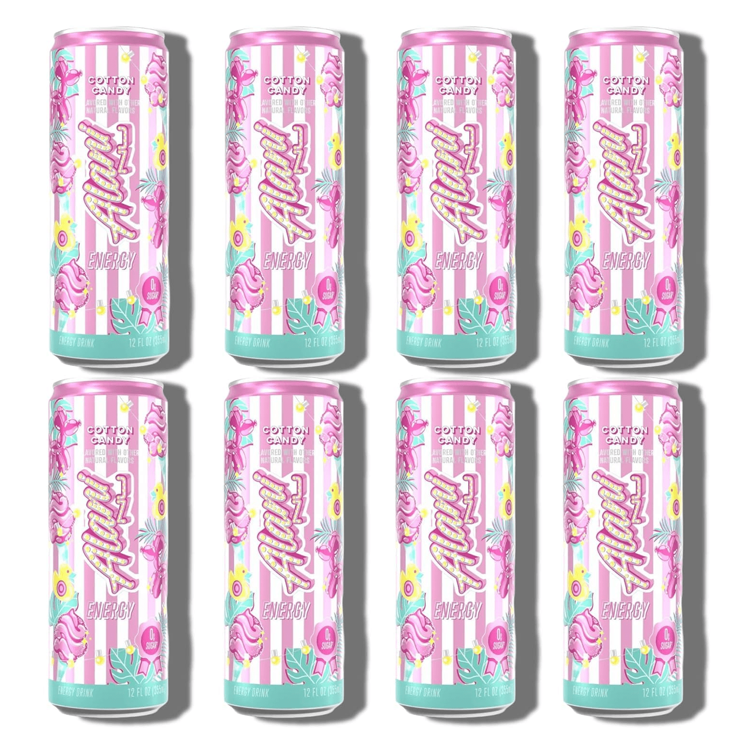 Alani Energy Drink Cotton Candy, Sugar Free, Low Calorie Energy Drinks, 12 Fl Oz Cans, 8 Pack