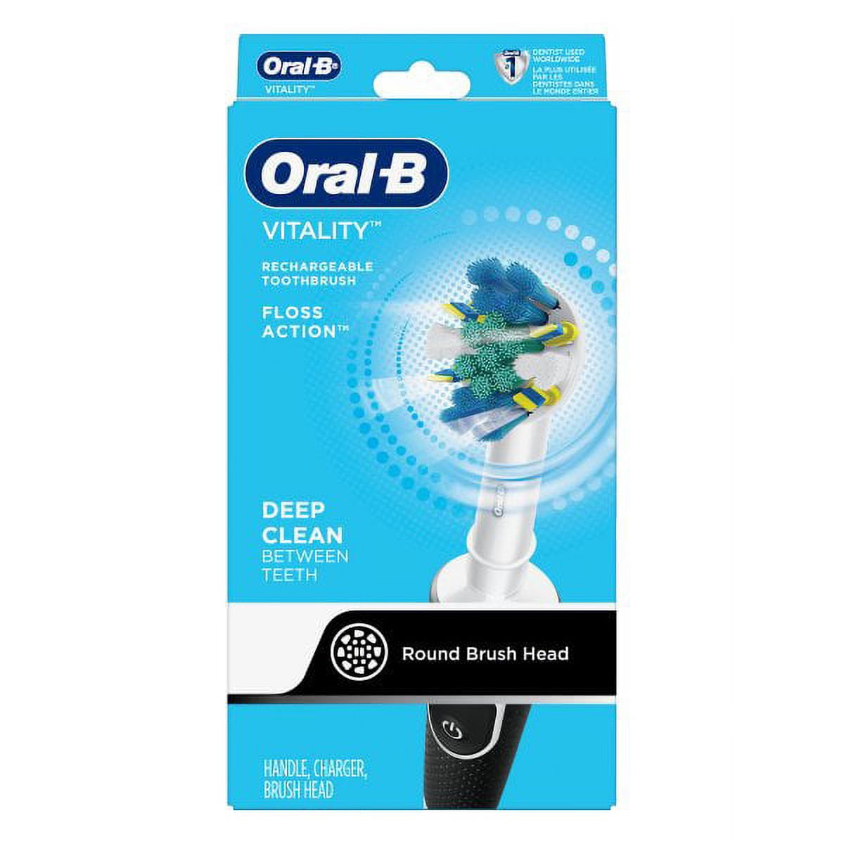 Oral-B Electric Toothbrush with 1 Oral-B Replacement Brush Head, Vitality Flossaction, Black