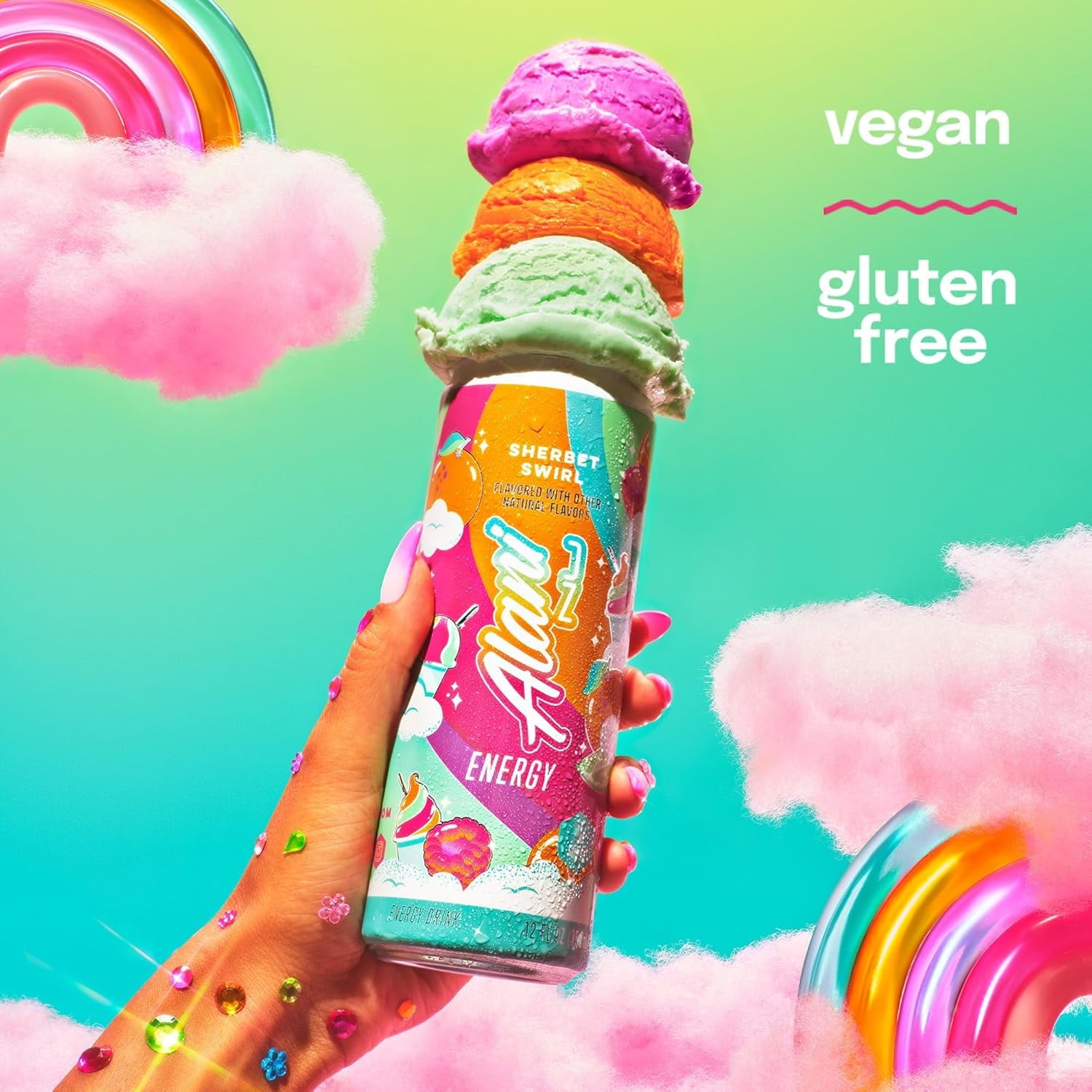 New Alani Energy Drinks Sherbet Swirl, Cherry Slush Flavors Variety Pack, Biotin B Vitamins, Sugar-Free, Low-Calorie, 200mg Caffeine, Energy Boost Drink 12 fl oz (Pack of 6)