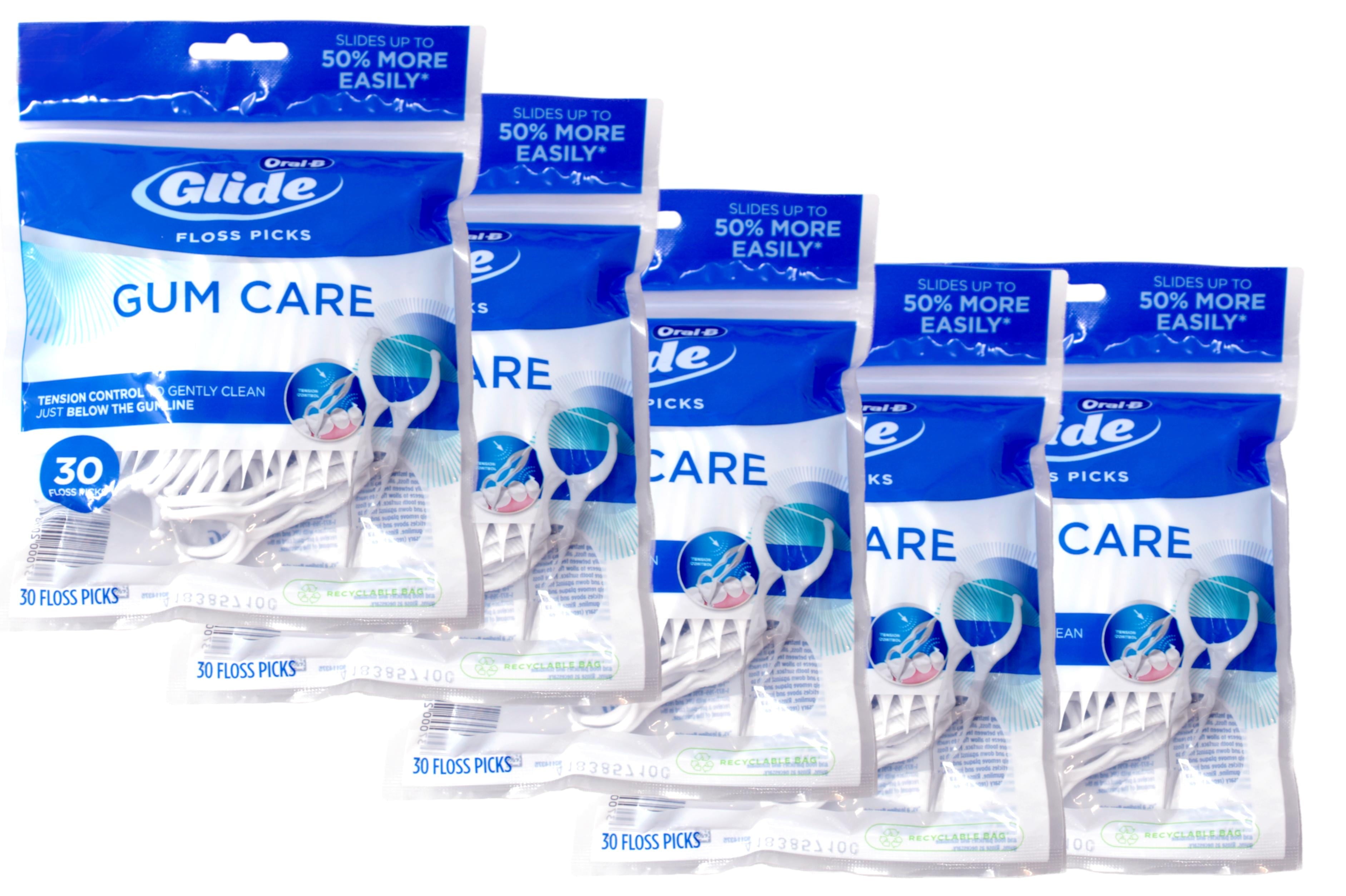 Oral-B Glide Gum Care Dental Floss Picks, Good for Back Teeth, 30 Ct - 5 Pack