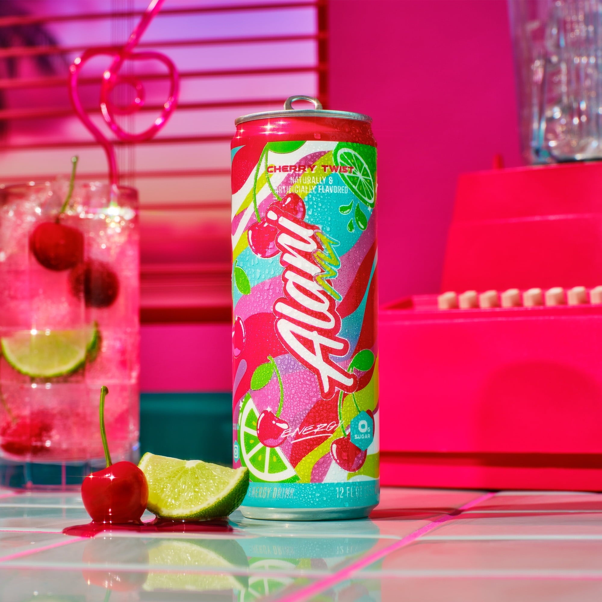 Alani Nu Sugar Free Energy Drink, Cherry Twist, 12 fl oz, Can, 200mg Caffeine (2-packs)