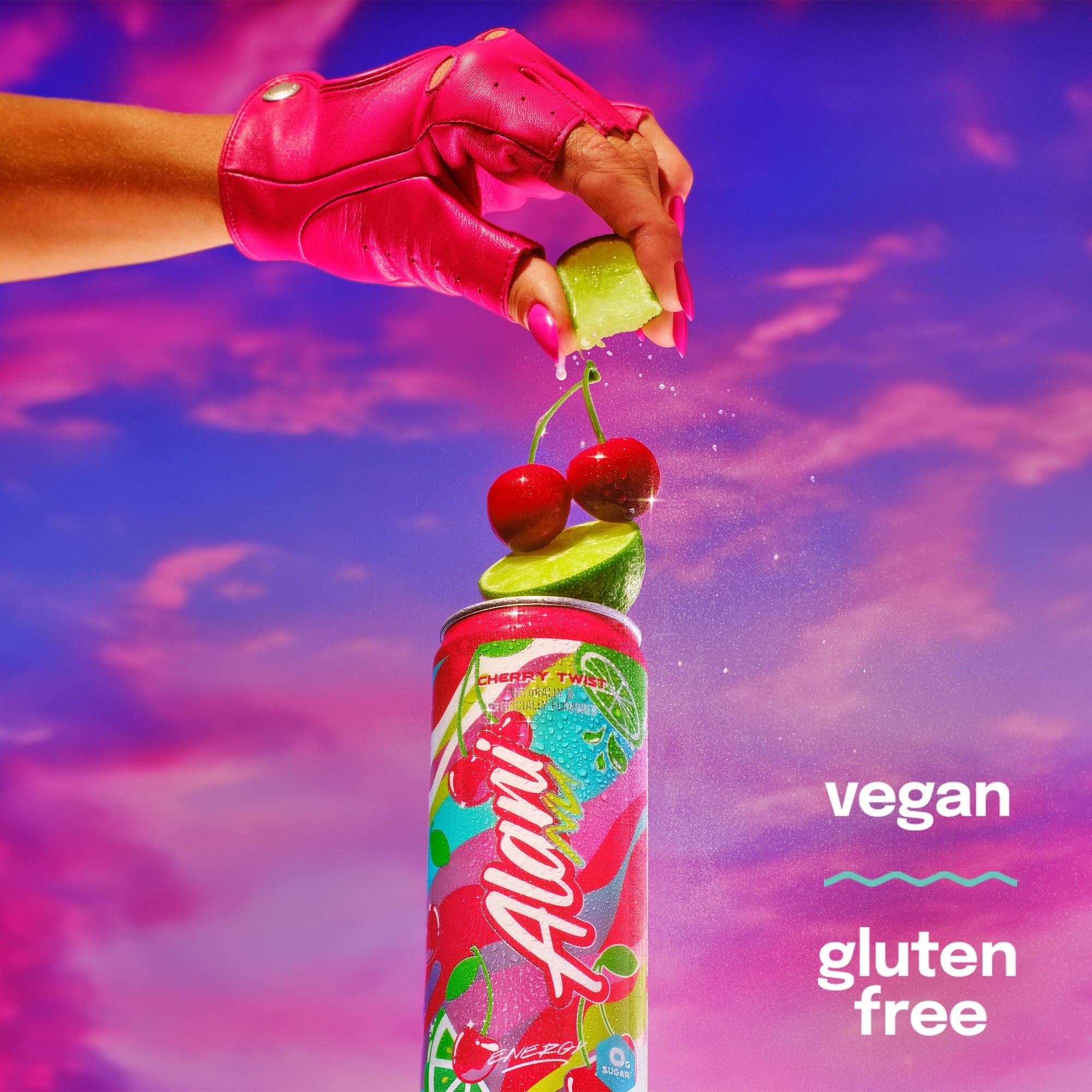 Alani Nu Sugar Free Energy Drink, Cherry Twist, 12 fl oz, Can, 200mg Caffeine (2-packs)