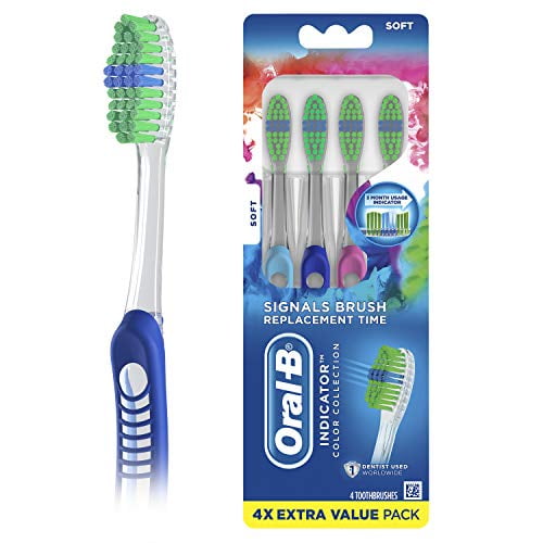 Oral-B Indicator Color Collection Manual Toothbrush, Soft, 4 Count