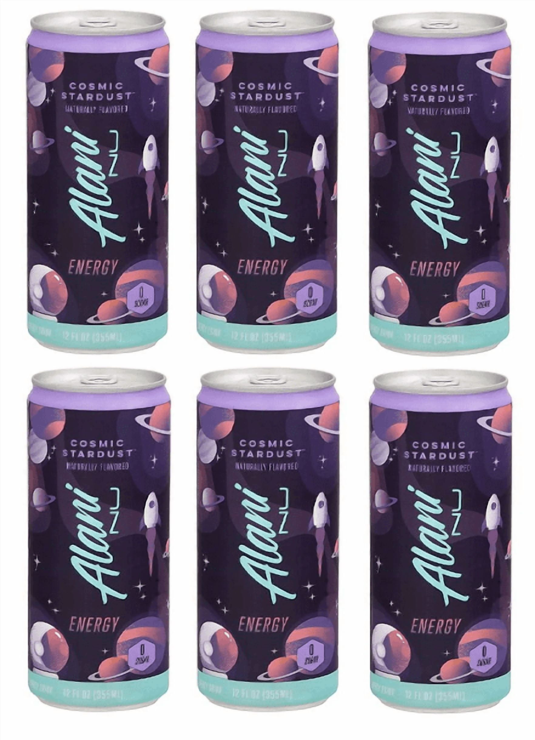 Alani Nu Sugar Free Energy Drink, Cosmic Stardust, 12 fl oz,6  Can, 200mg Caffeine.