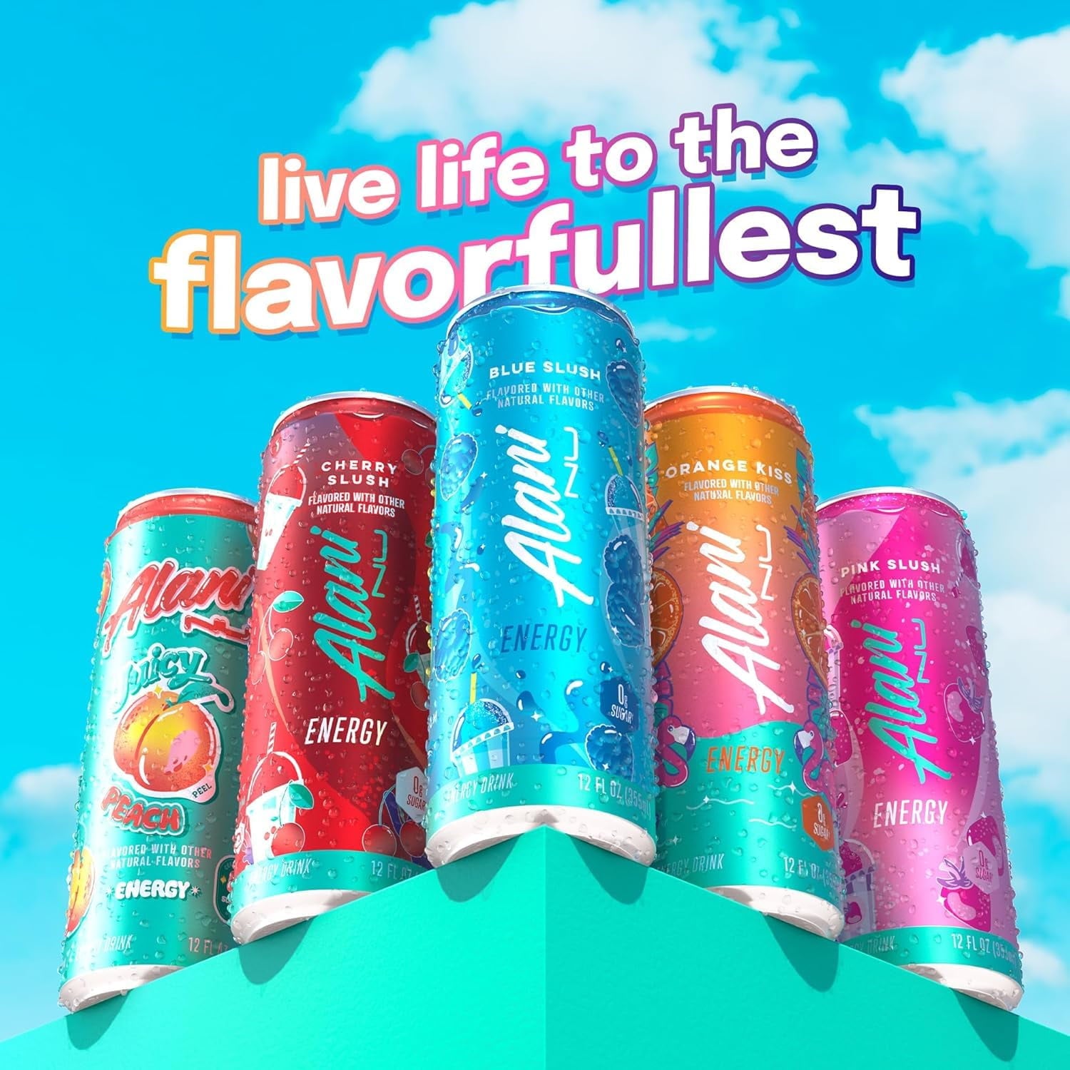 New Alani Energy Drinks Blue Slush, Cherry Twist Flavors Sugar-Free, Low-Calorie, 200mg Caffeine, Energy Boost Drink 12 fl oz (Pack of 6)