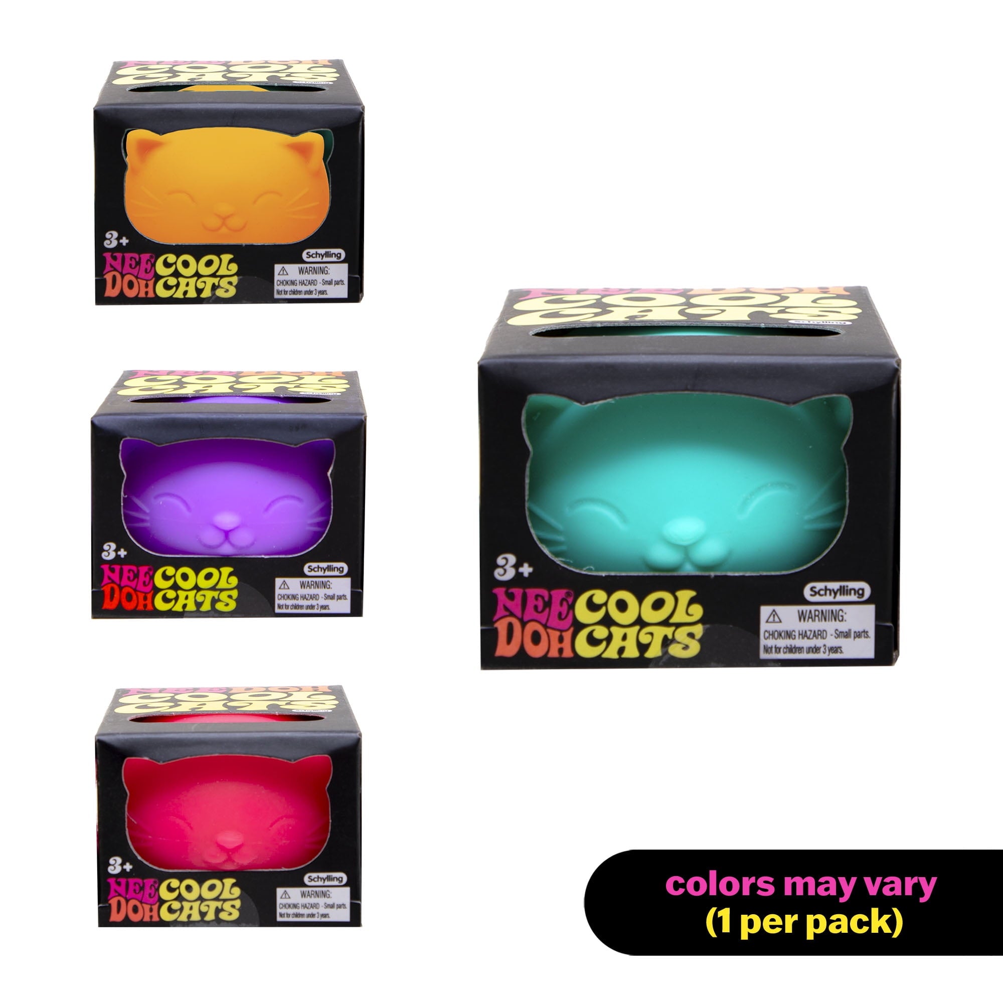(2 pack) Nee Doh Cool Cats Squishy Fidget Ball, Novelty Toy, Multiple Colors, Children Ages 3+