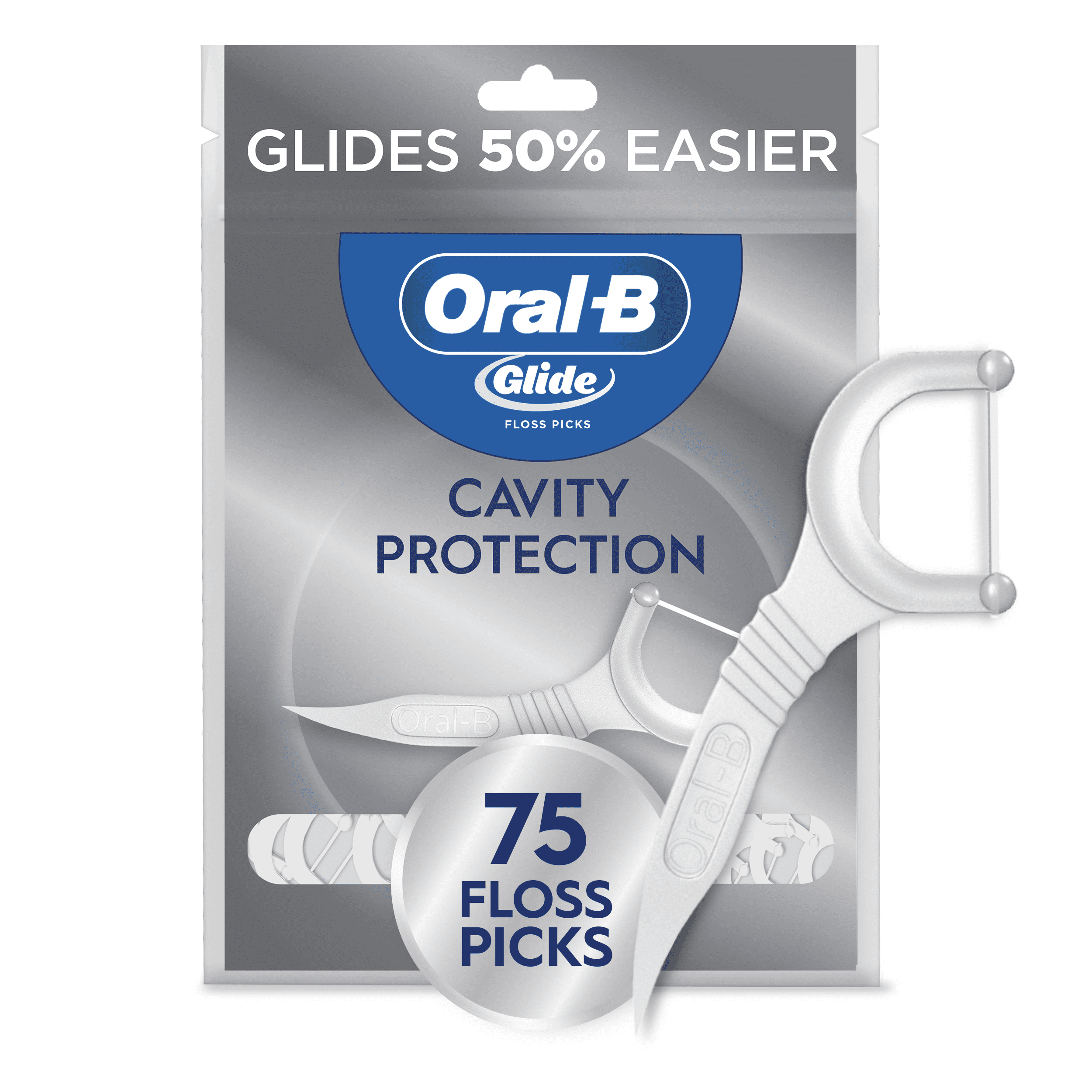 Oral-B Glide Cavity Protection Dental Floss Picks, Helps Prevent Cavities, 75 Count