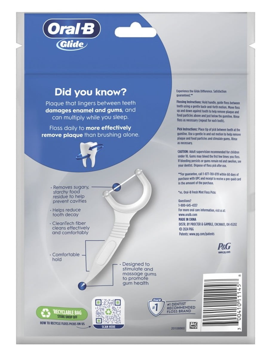 Oral-B Glide Floss Picks Cavity Protection 75 Count (Pack of 3)