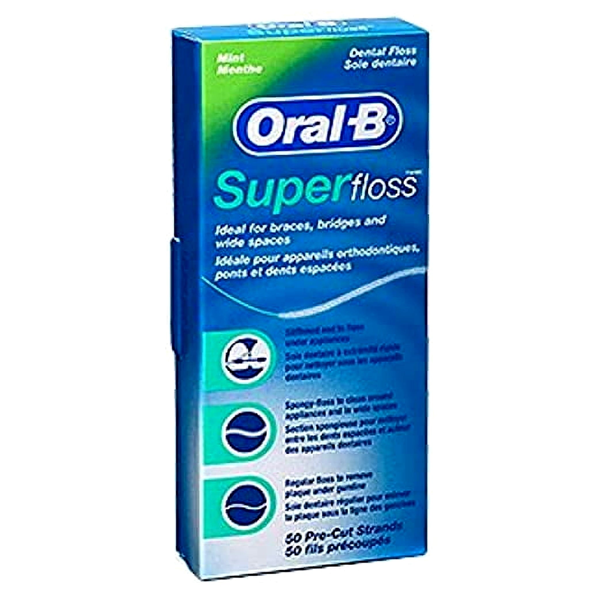 Oral-B Super Floss Mint .. .. Dental Floss for .. Braces .. Bridges - .. 50 Strips .. (Pack .. of 6)