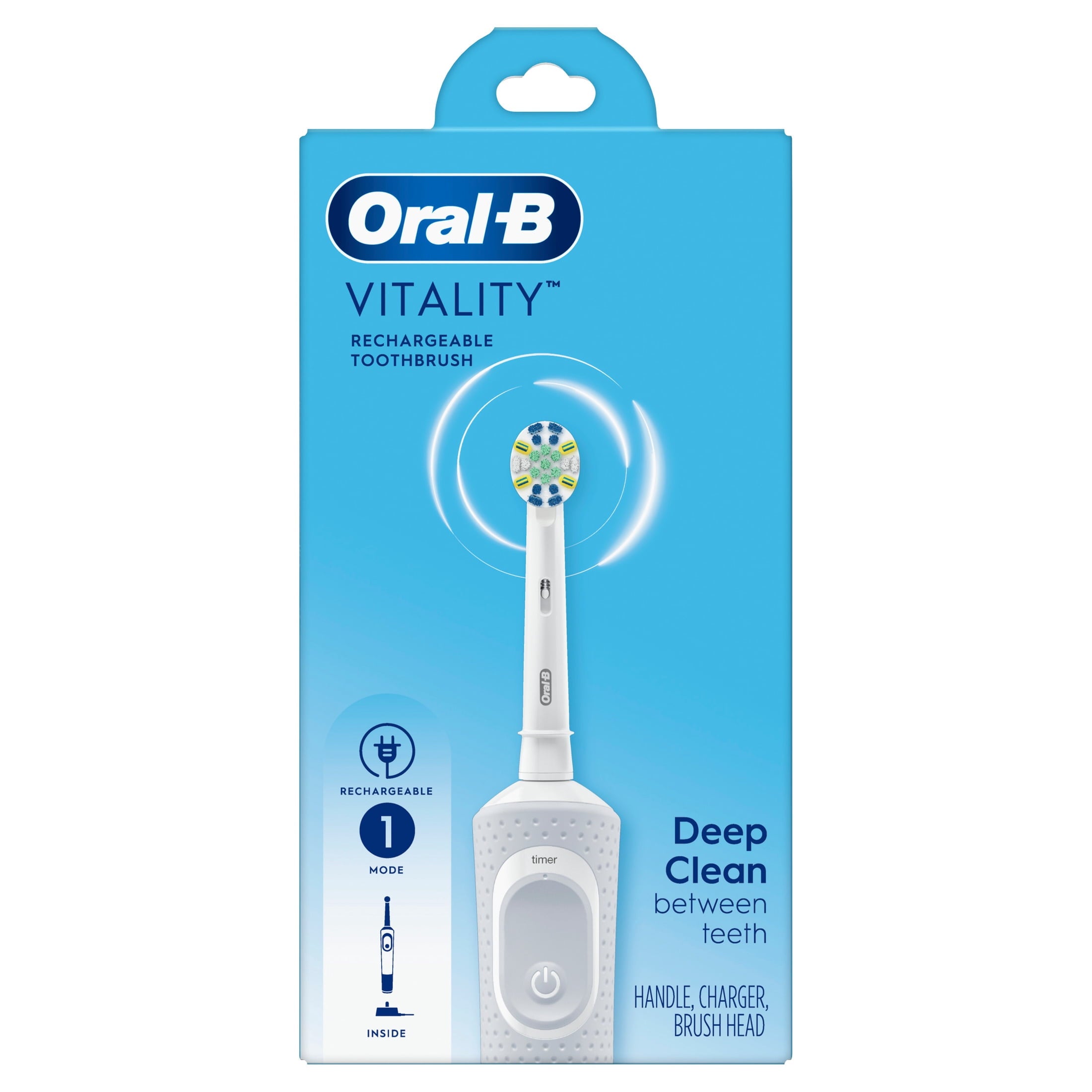 Oral-B Toothbrush, Vitality FlossAction Rechargeable Electric Toothbrush, White, Adults &amp; Children 3+