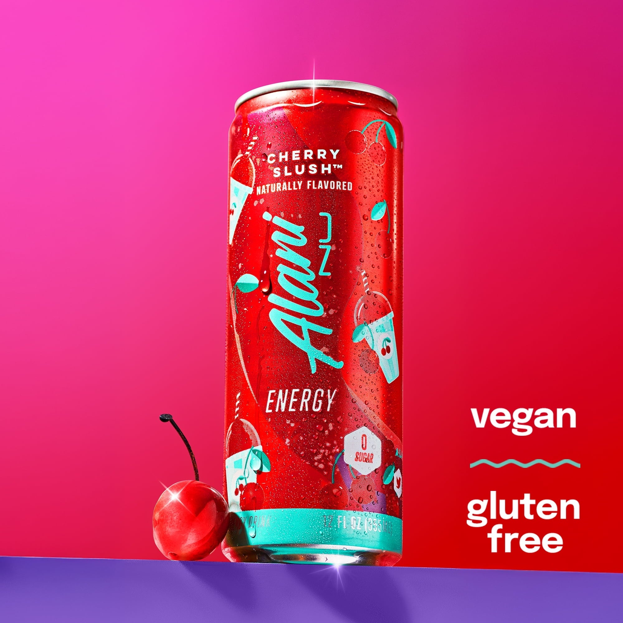 Alani Nu Sugar Free Energy Drink, Cherry Slush, 12 fl oz, Can, (Packs of 4)