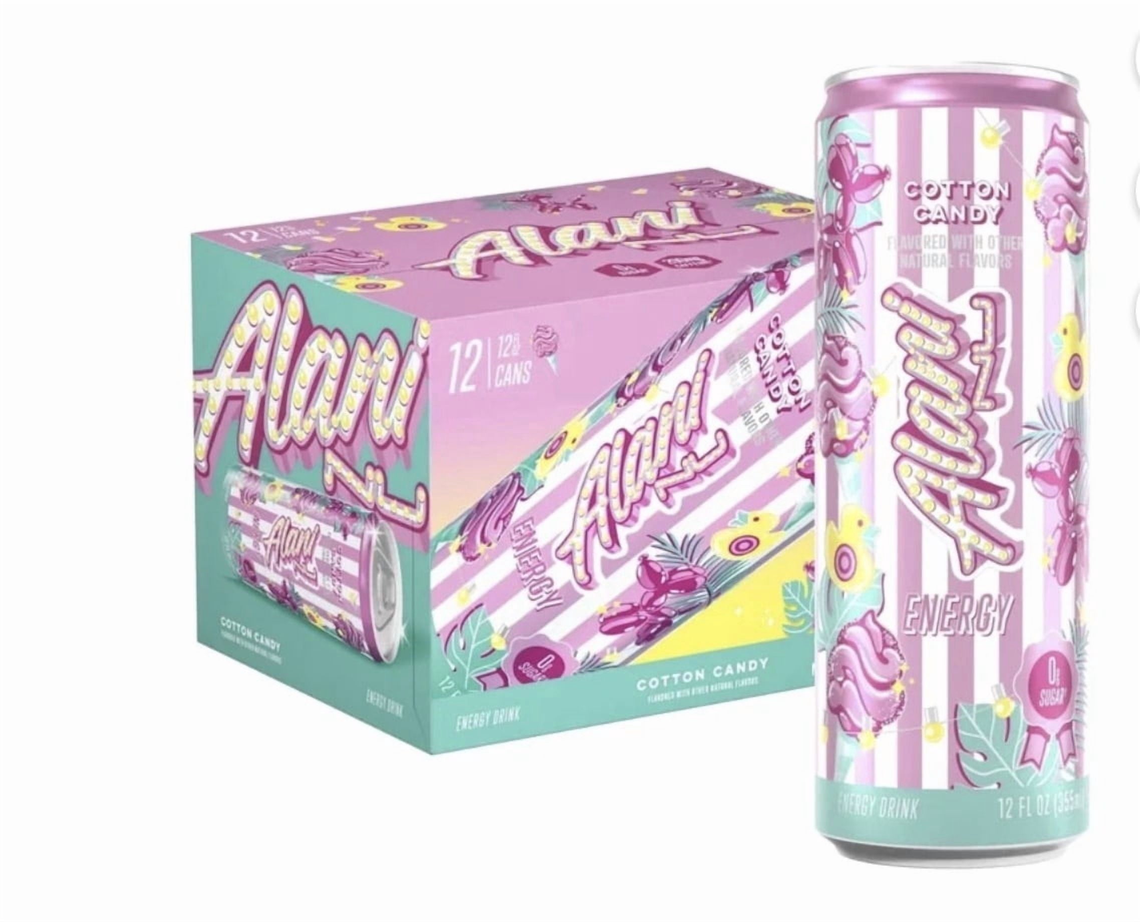 Alani Energy Drink Variety Pack Cotton Candy and Strawberry Sunrise Flavors 24 Count 12 fl oz