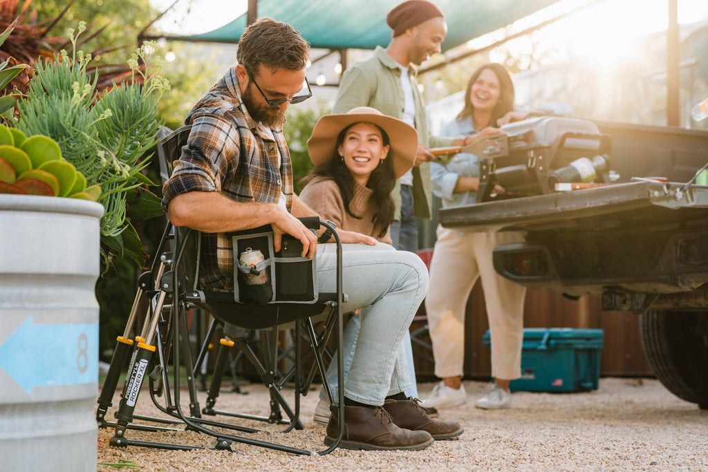 (2 pack) GCI Outdoor Freestyle Rocker XL Oversized Foldable Rocking Chair, Black