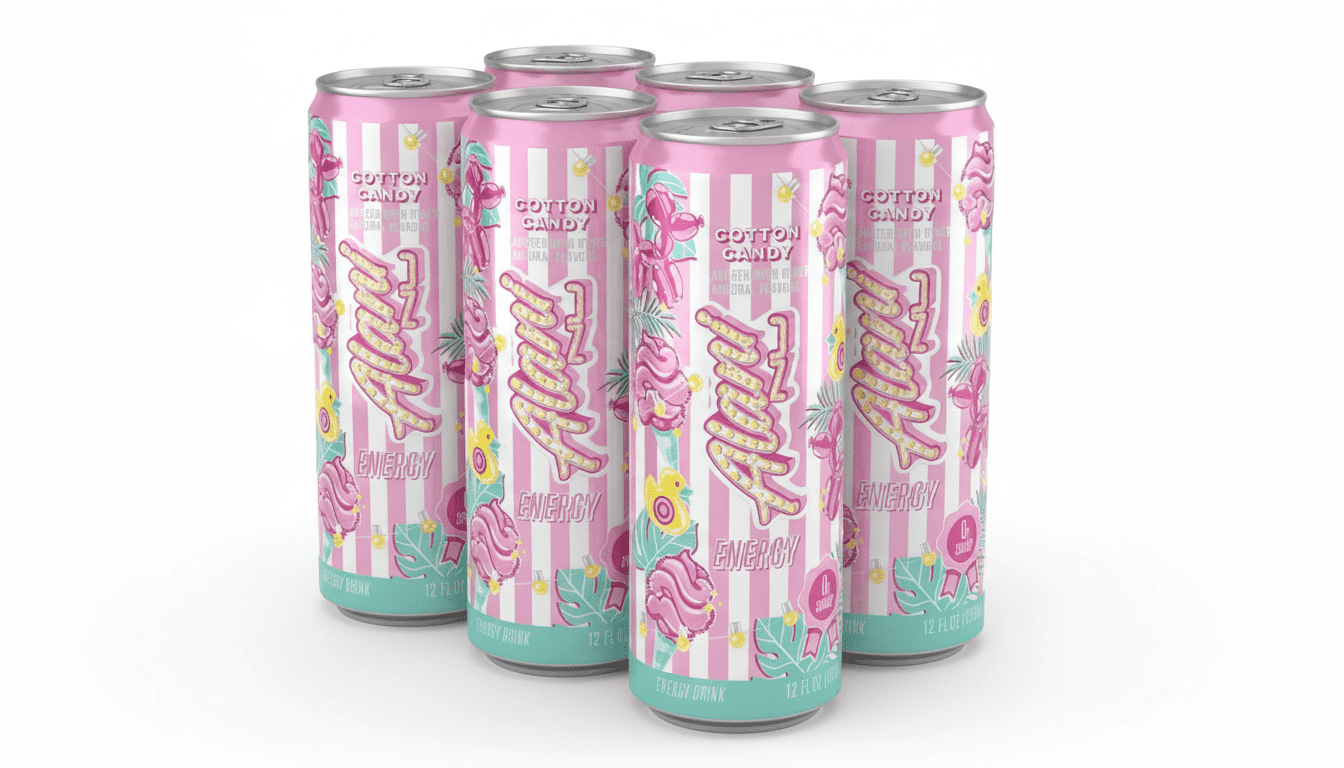 Alani Nu Cotton Candy Slush Energy Drink, 12 fl oz Cans, Pack of 6