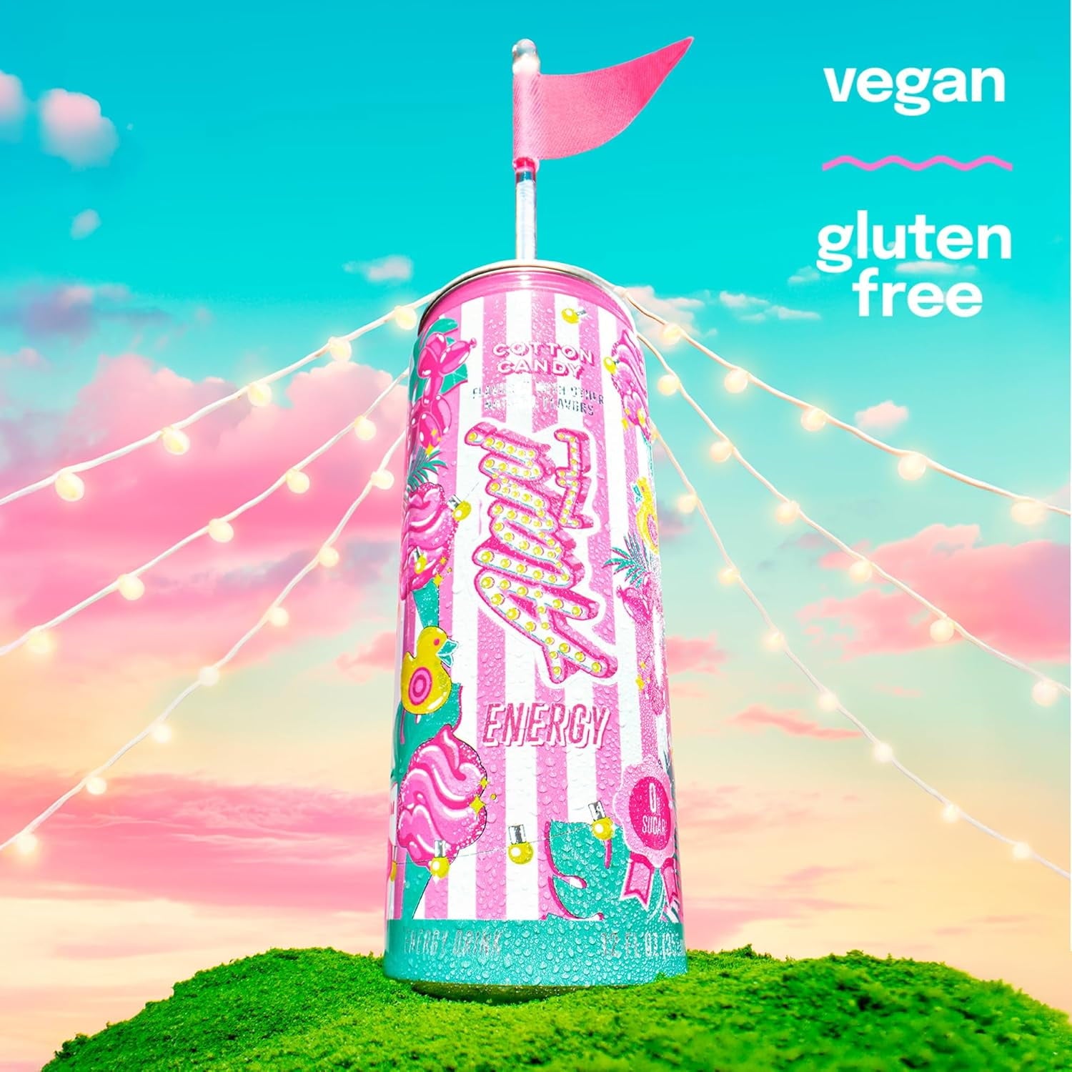 Alani Nu Cotton Candy Slush Energy Drink, 12 fl oz Cans, Pack of 6