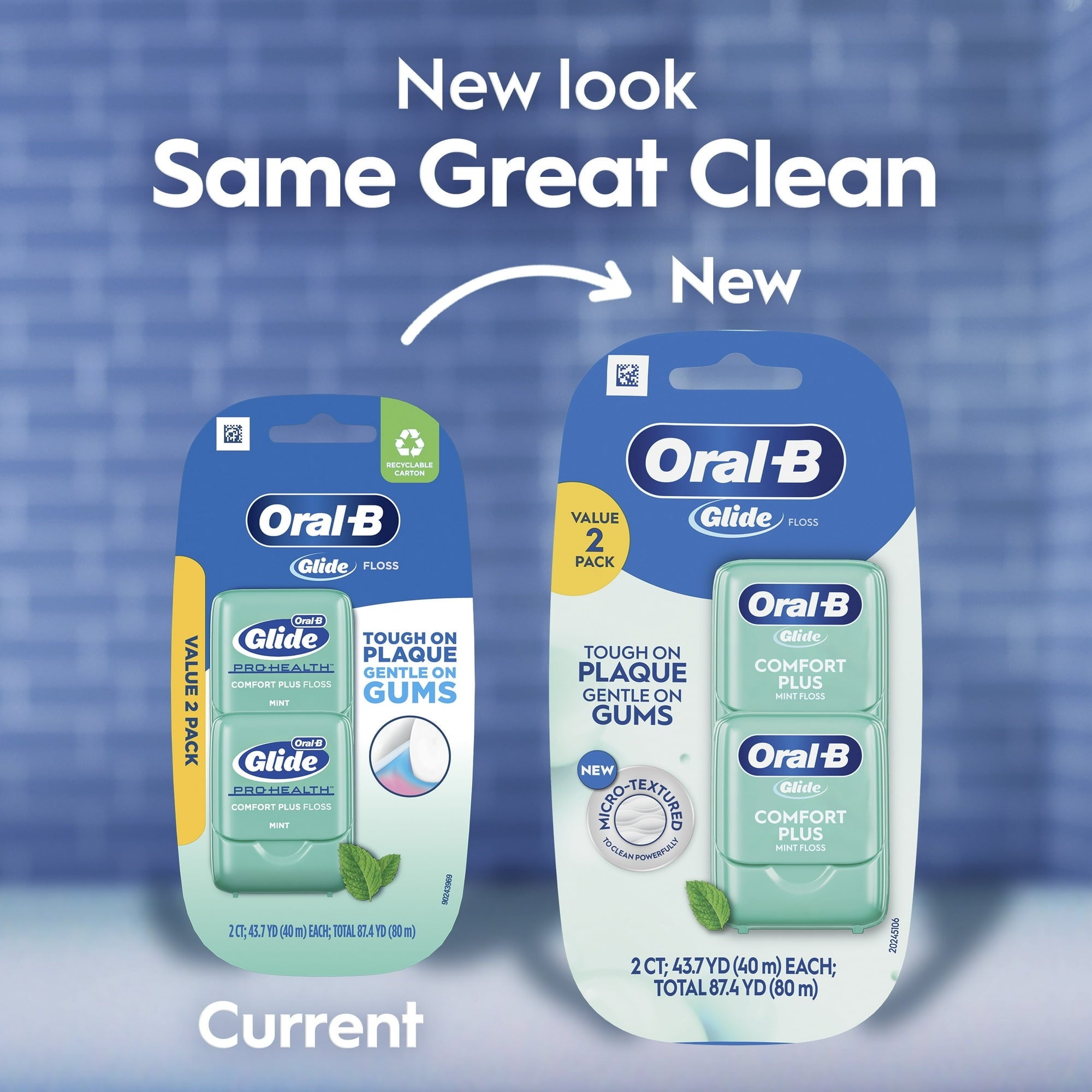 Oral-B Glide Comfort Plus Floss, Mint, Twin Pack, 87.40 Yards