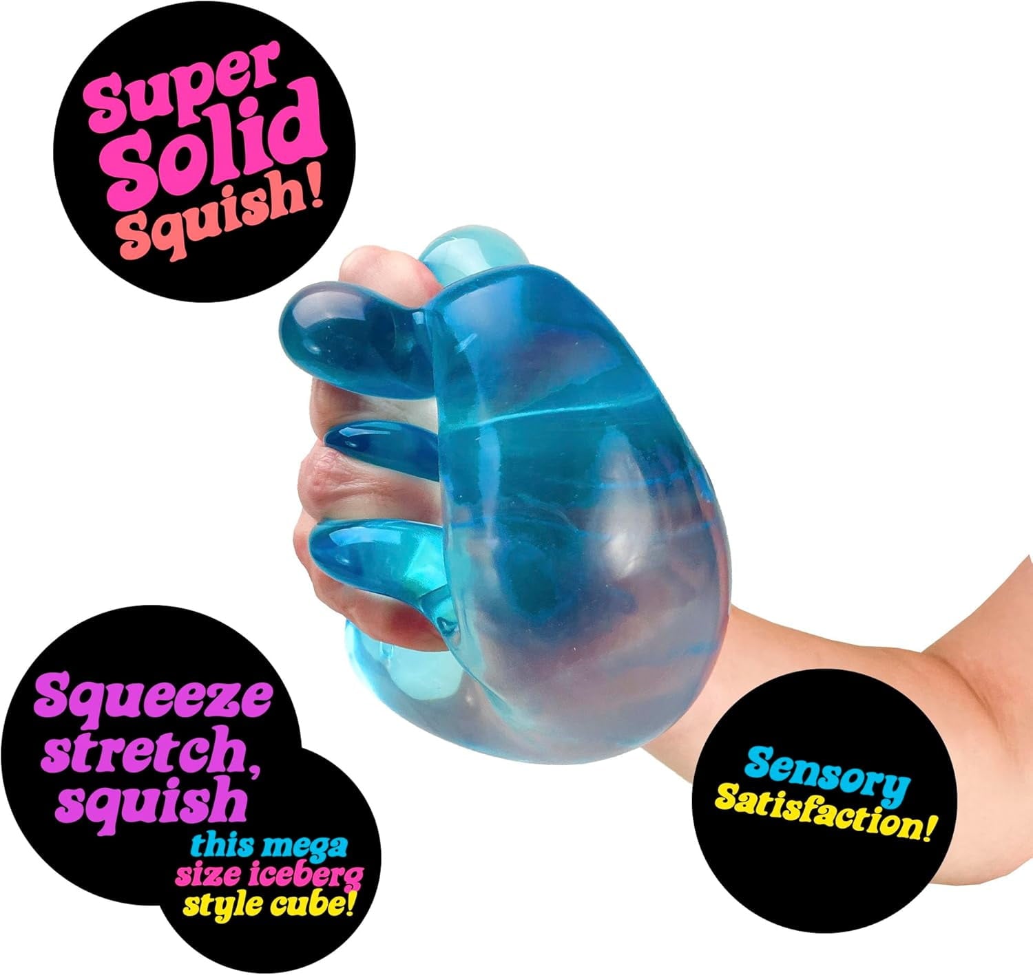 NeeDoh Nice Berg, Satisfying Square Shaped Sensory Toy, Blue, Children Ages 3+