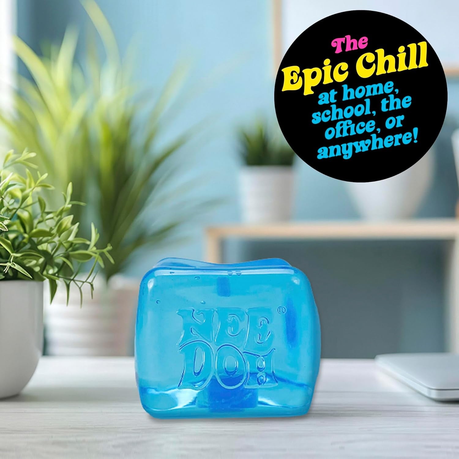 NeeDoh Nice Berg, Satisfying Square Shaped Sensory Toy, Blue, Children Ages 3+