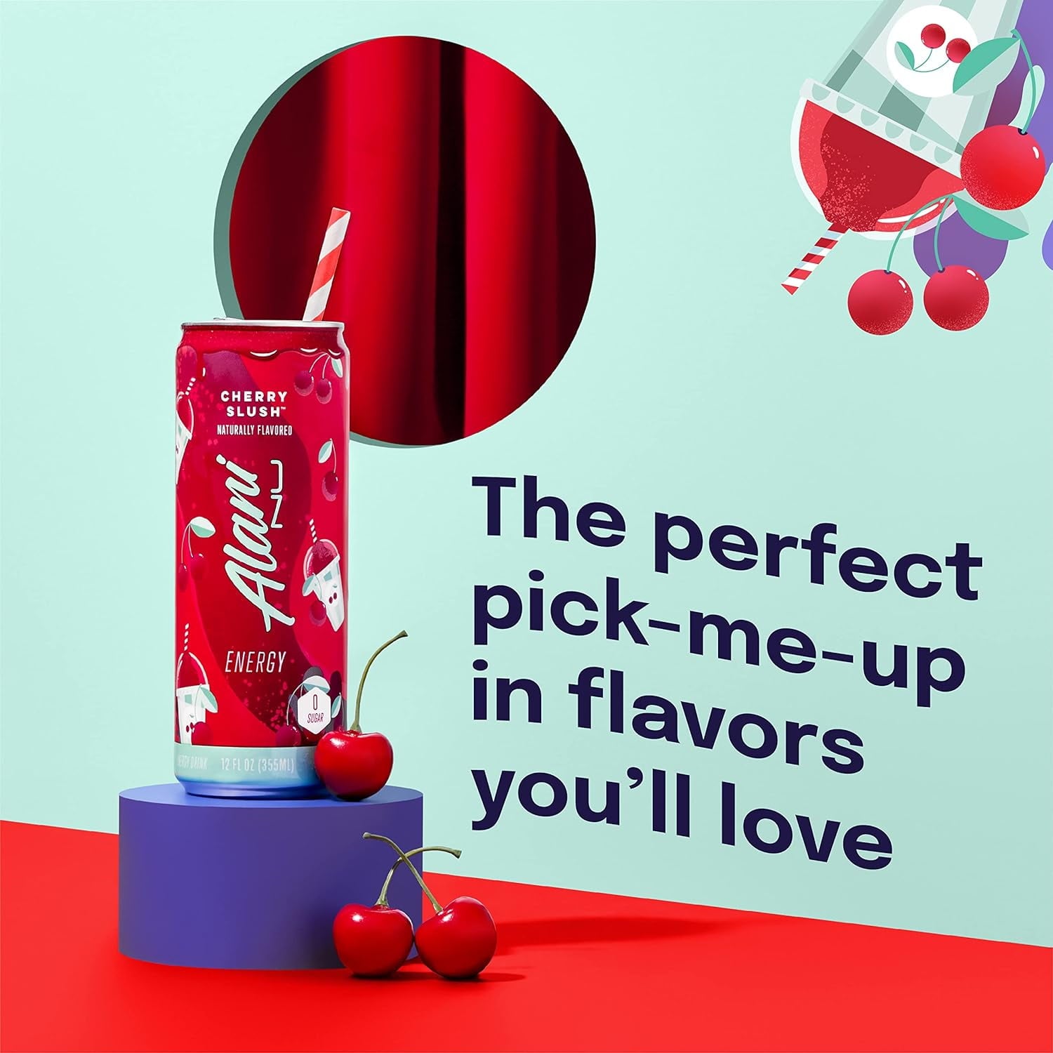 Alani Nu Energy Drink - Cherry Slush - 12oz Cans (Single Cans)-Pack Of 4