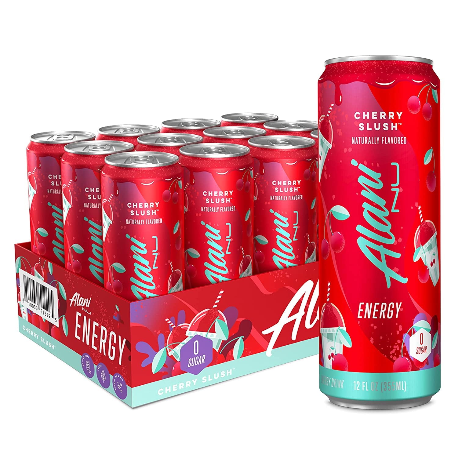 Alani Nu Energy Drink - Cherry Slush - 12oz Cans (Single Cans)-Pack Of 4