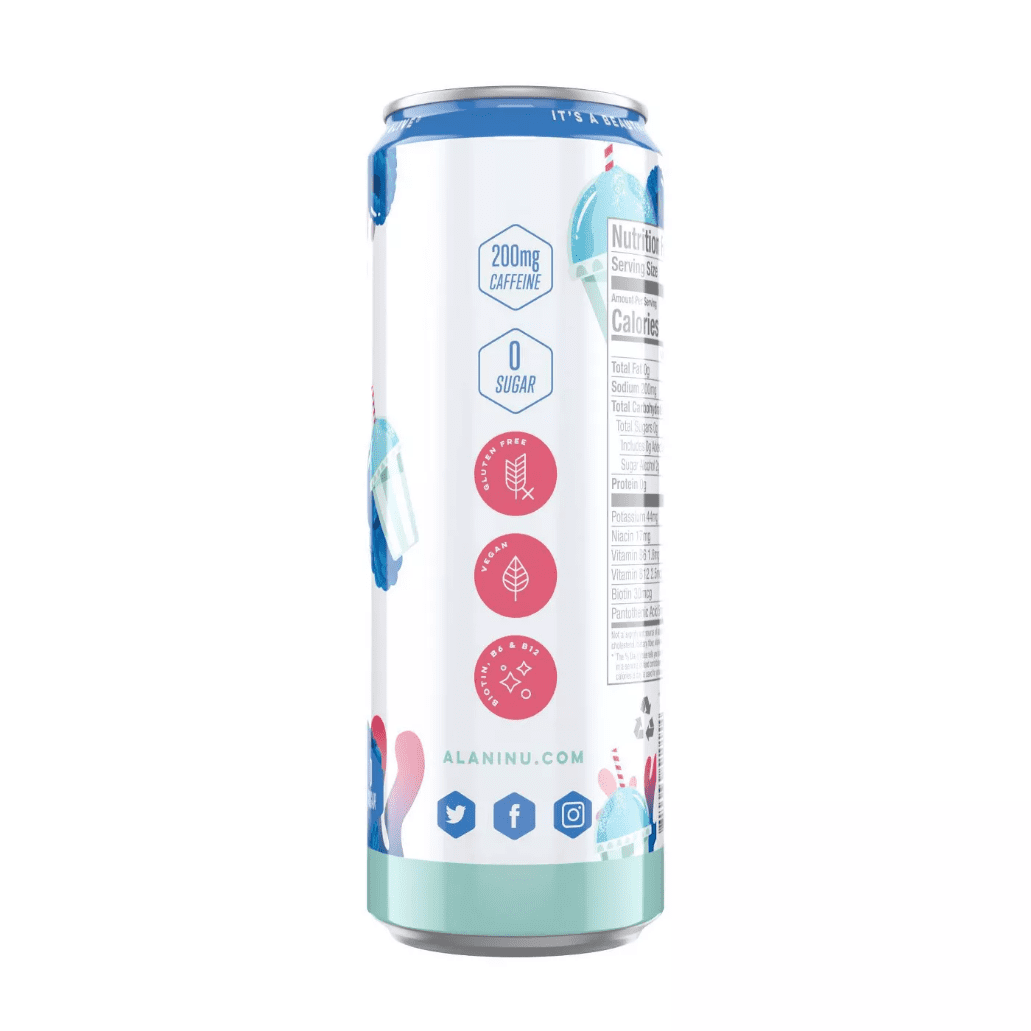Alani Nu Energy Drink - Blue Slush - 12oz Cans (Single Cans)-Pack Of 3