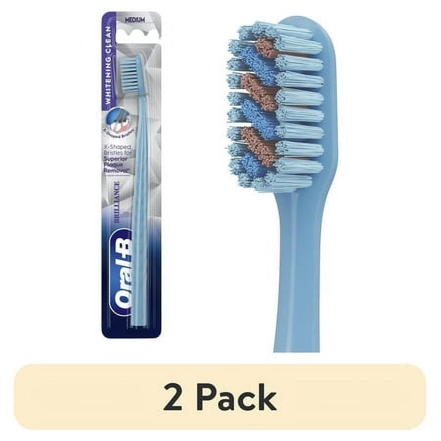 (2 pack) Oral-B Toothbrush Pro Whitening Brilliance, Medium, Sky Blue, 1 Count
